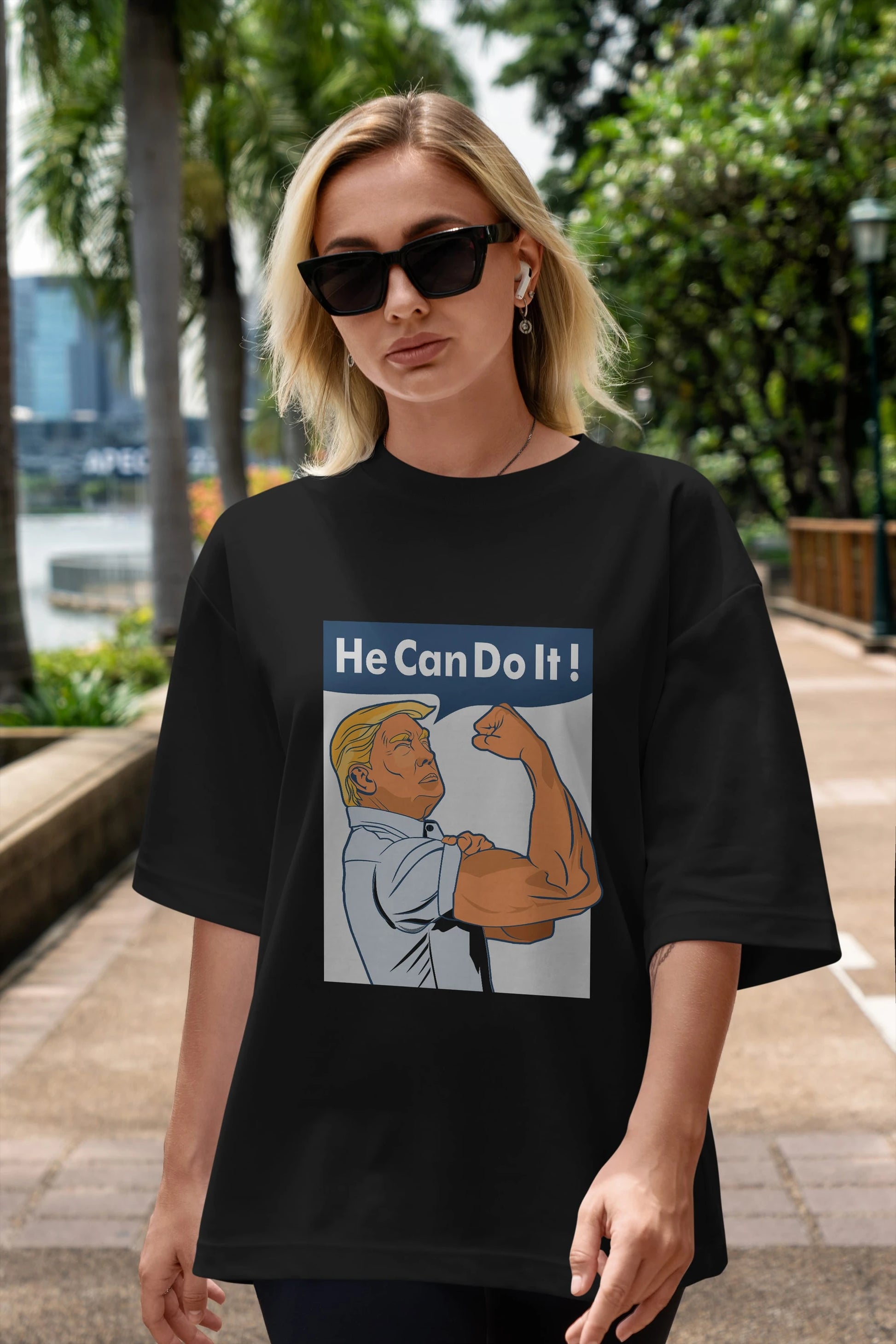 He Can Do It Trump Ön Baskılı Oversize t-shirt Erkek Kadın Unisex %100 Pamuk tişort
