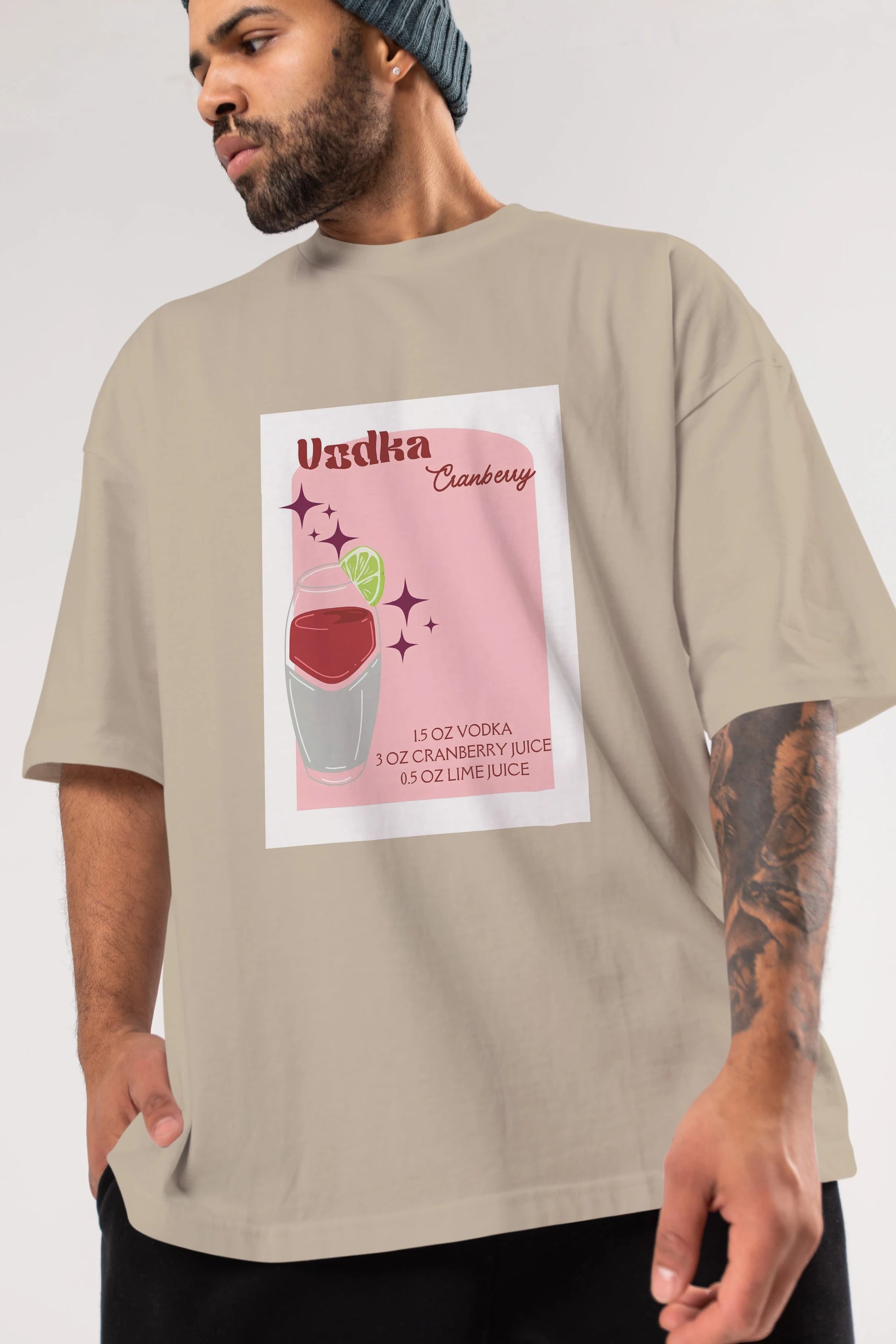 Vodka Cranberry 2 Ön Baskılı Oversize t-shirt Erkek Kadın Unisex %100 Pamuk Bisiklet Yaka tişort