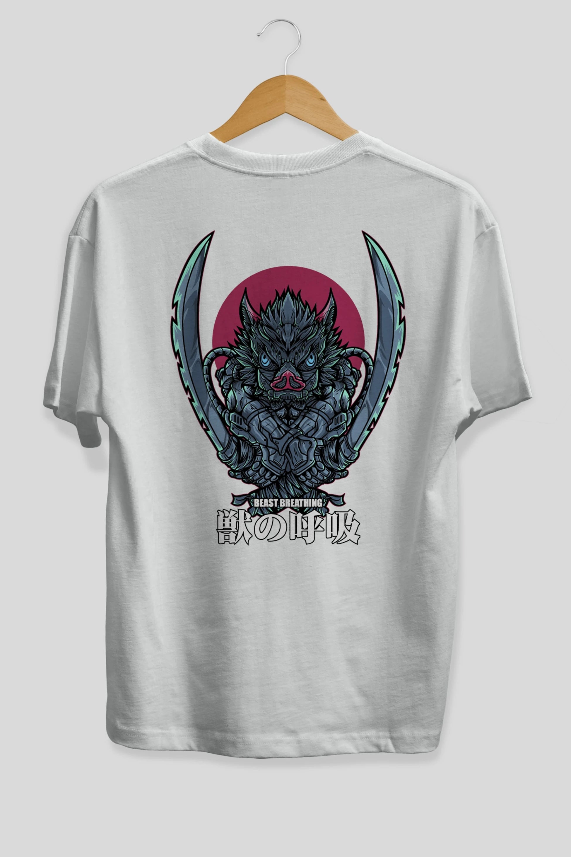 Inosuke DEMON SLAYER Anime Arka Baskılı Oversize t-shirt Erkek Kadın Unisex