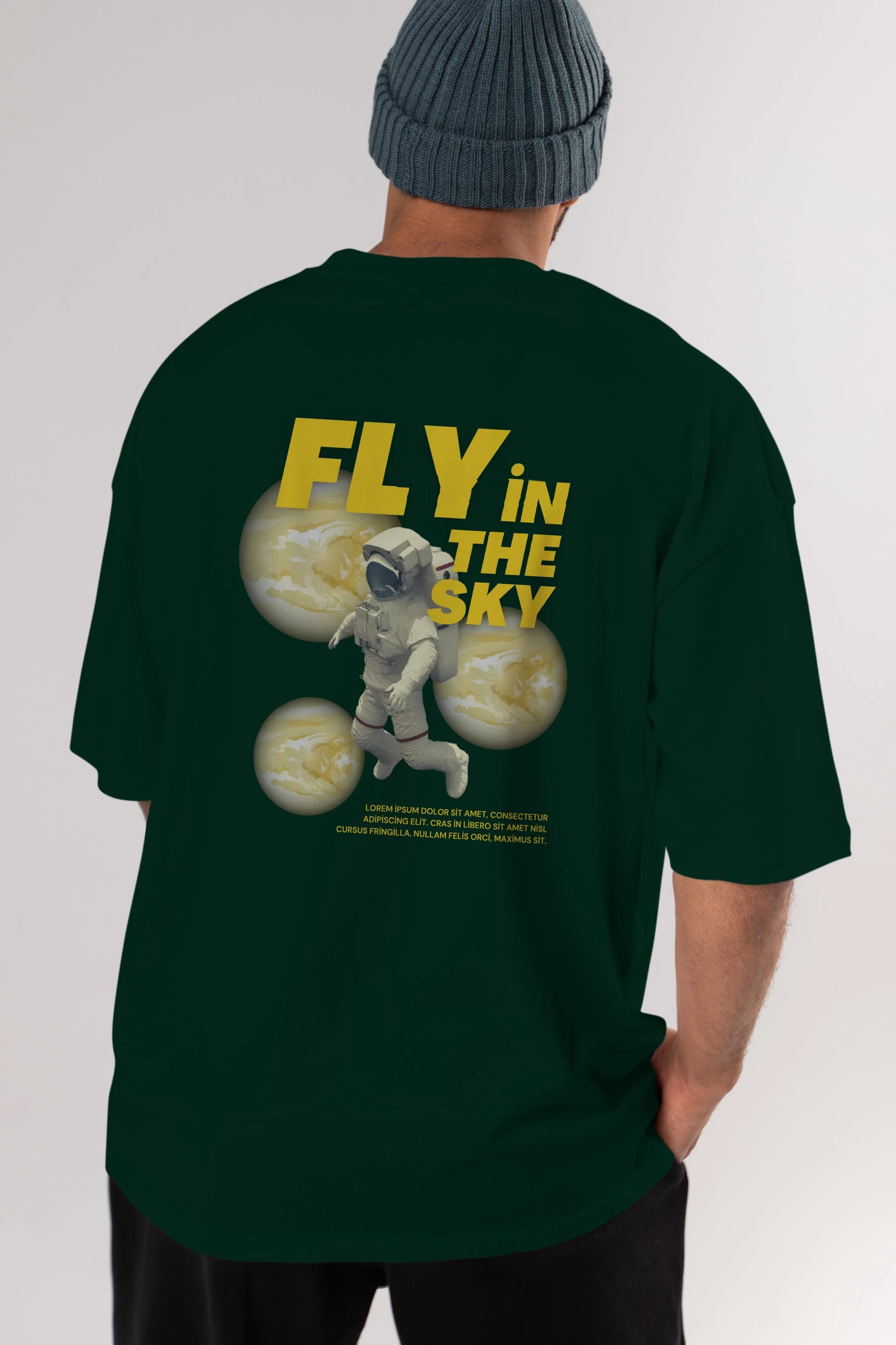 Fly in The Sky Arka Baskılı Oversize t-shirt Erkek Kadın Unisex