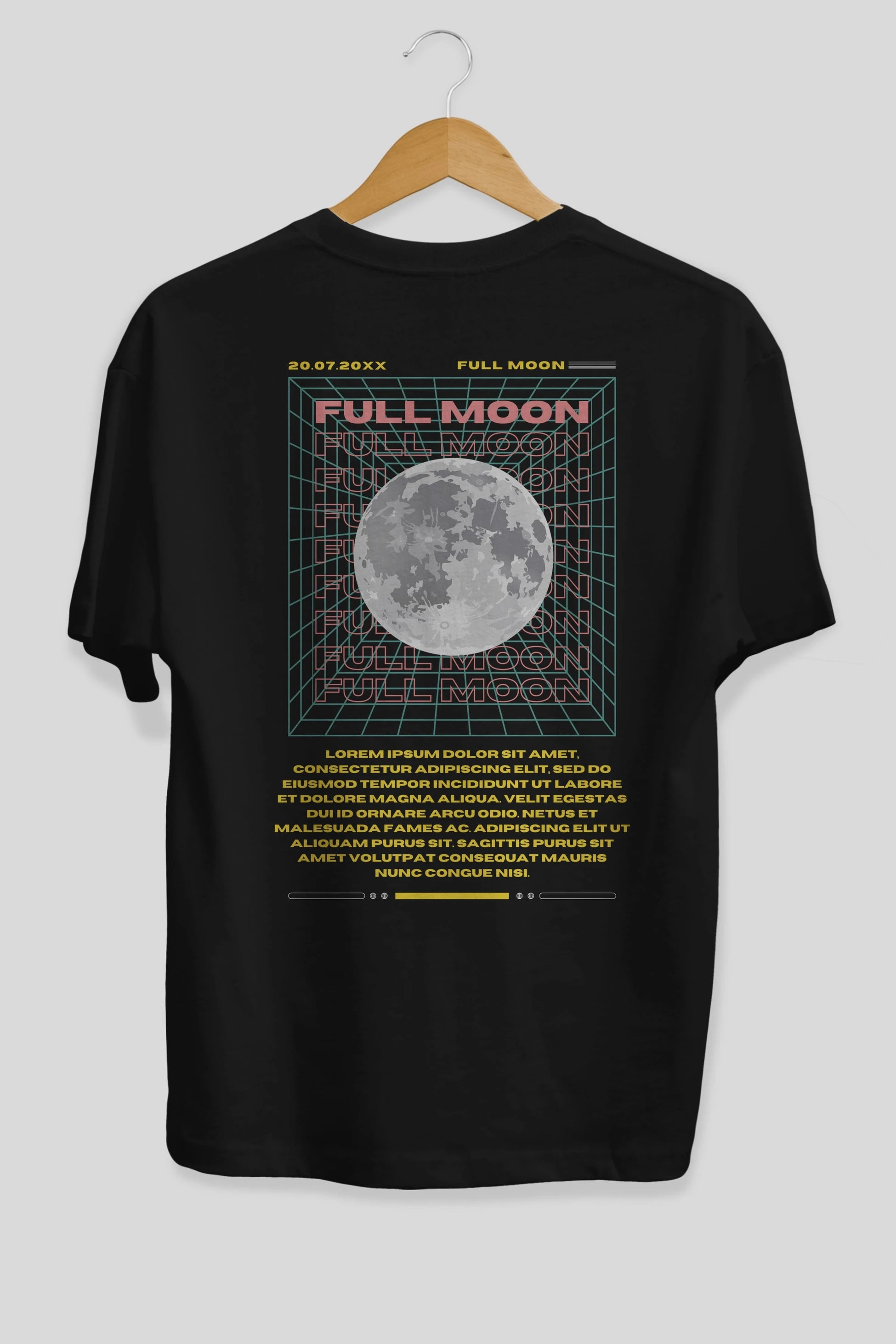 Full Moon Yazılı Arka Baskılı Oversize t-shirt Erkek Kadın Unisex