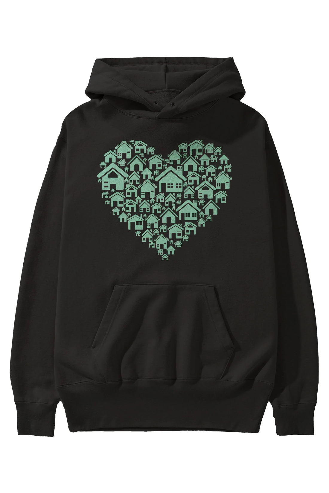 Home Heart Ön Baskılı Hoodie Oversize Kapüşonlu Sweatshirt Erkek Kadın Unisex