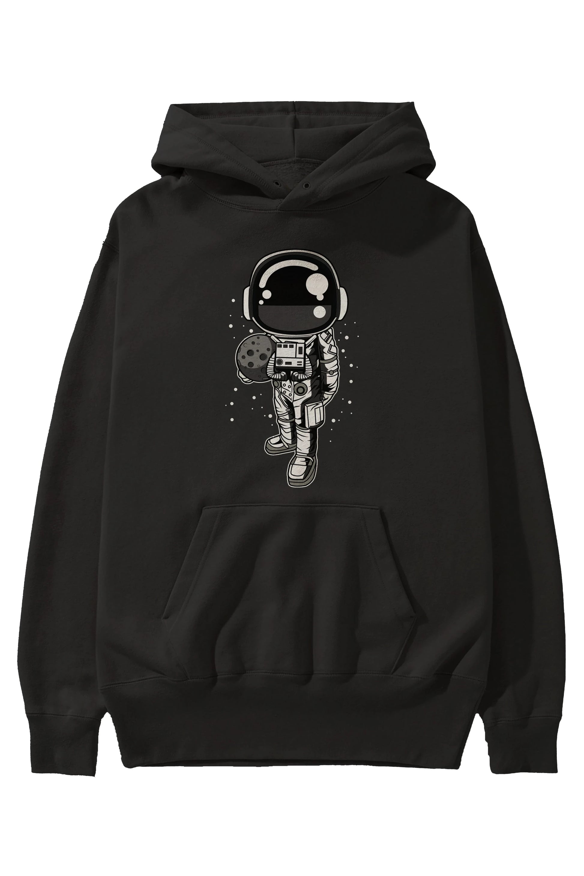 Astronaut Holding The Moon Ön Baskılı Hoodie Oversize Kapüşonlu Sweatshirt Erkek Kadın Unisex