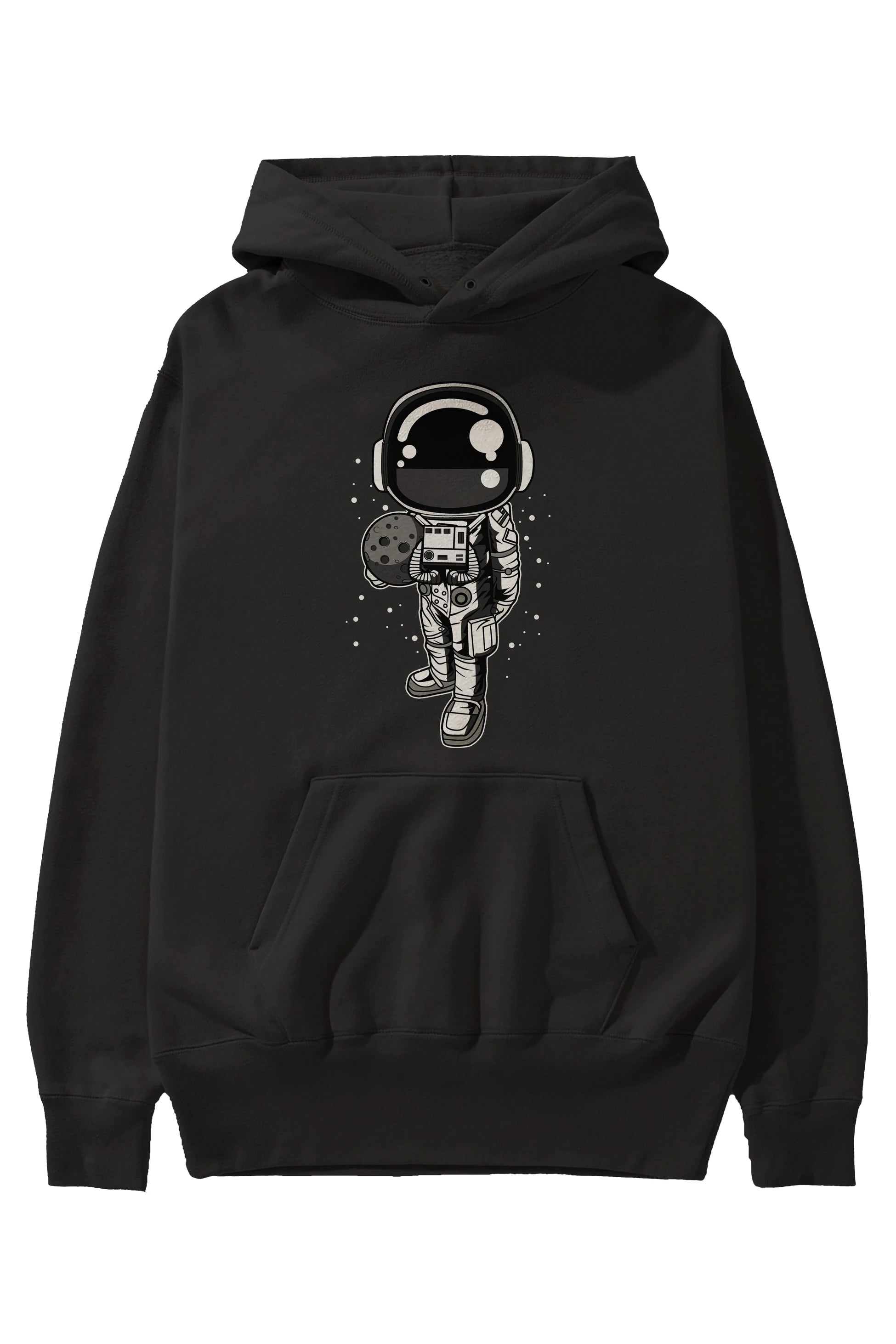 Astronaut Holding The Moon Ön Baskılı Hoodie Oversize Kapüşonlu Sweatshirt Erkek Kadın Unisex