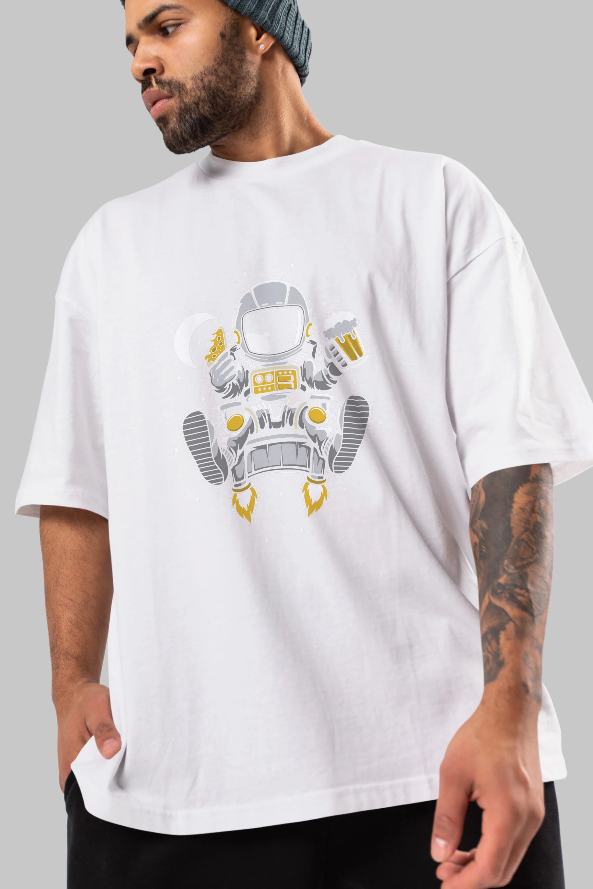 Astronaut Relax (2) Ön Baskılı Oversize t-shirt Erkek Kadın Unisex