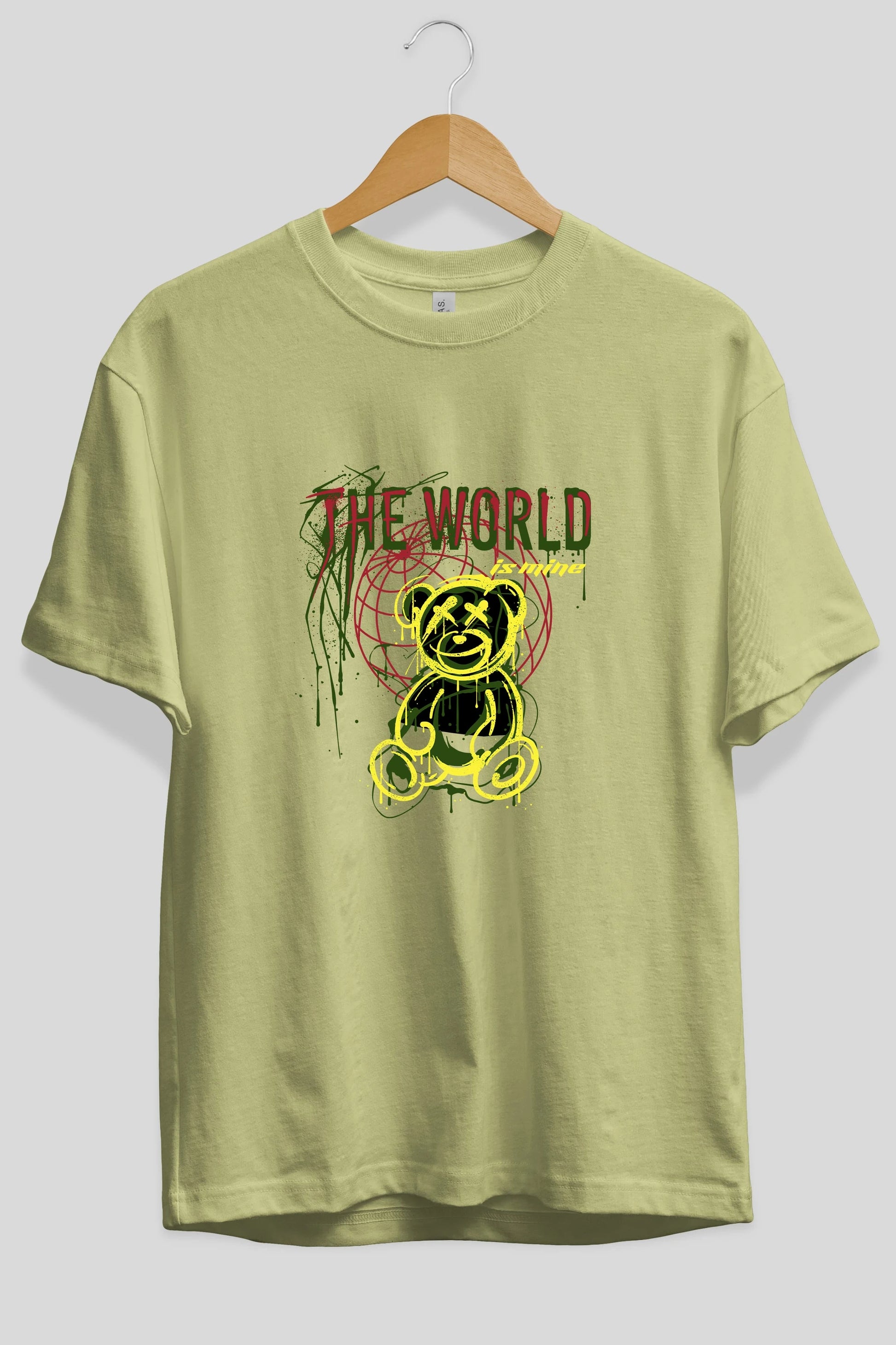 The World is Mine Bear Ön Baskılı Oversize t-shirt Erkek Kadın Unisex