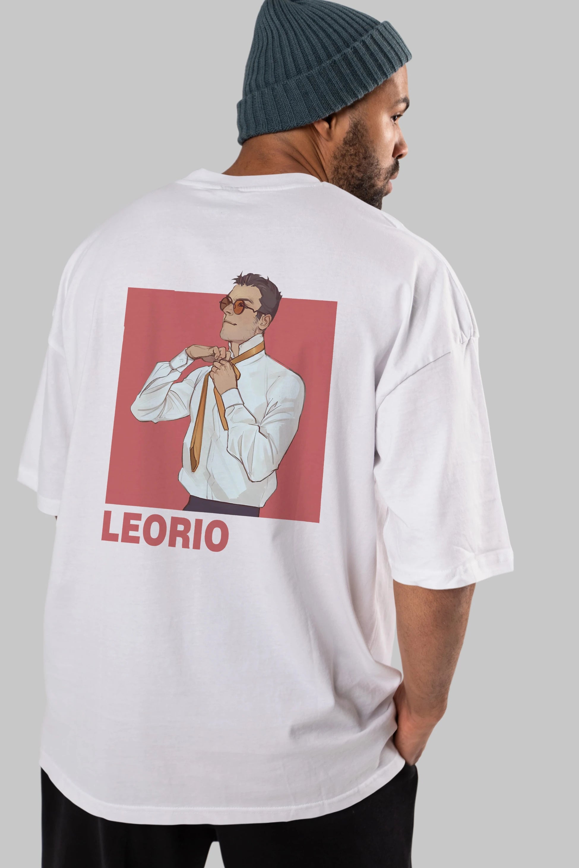 Leorio Paladiknight 5 Anime Arka Baskılı Oversize t-shirt Erkek Kadın Unisex