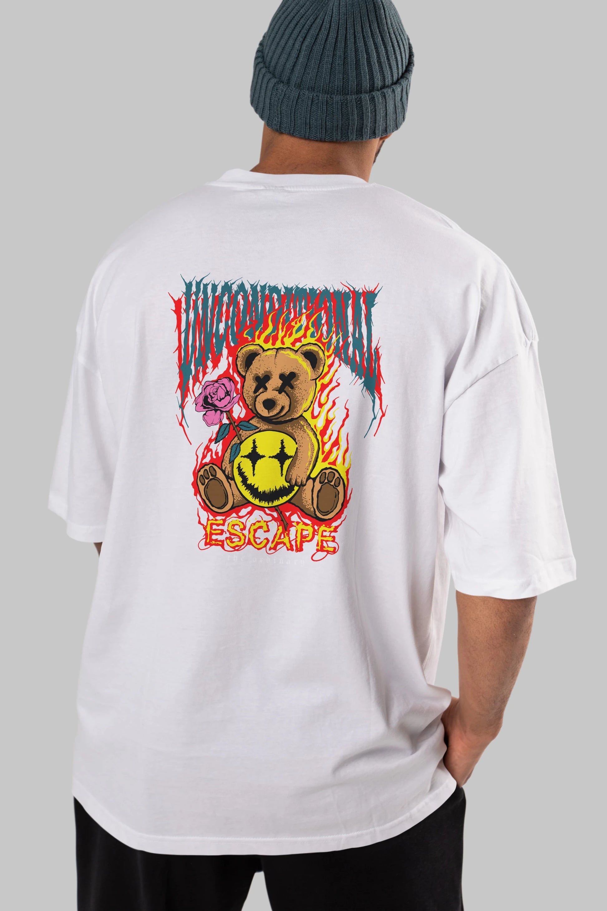 Escape Bear Arka Baskılı Oversize t-shirt Erkek Kadın Unisex