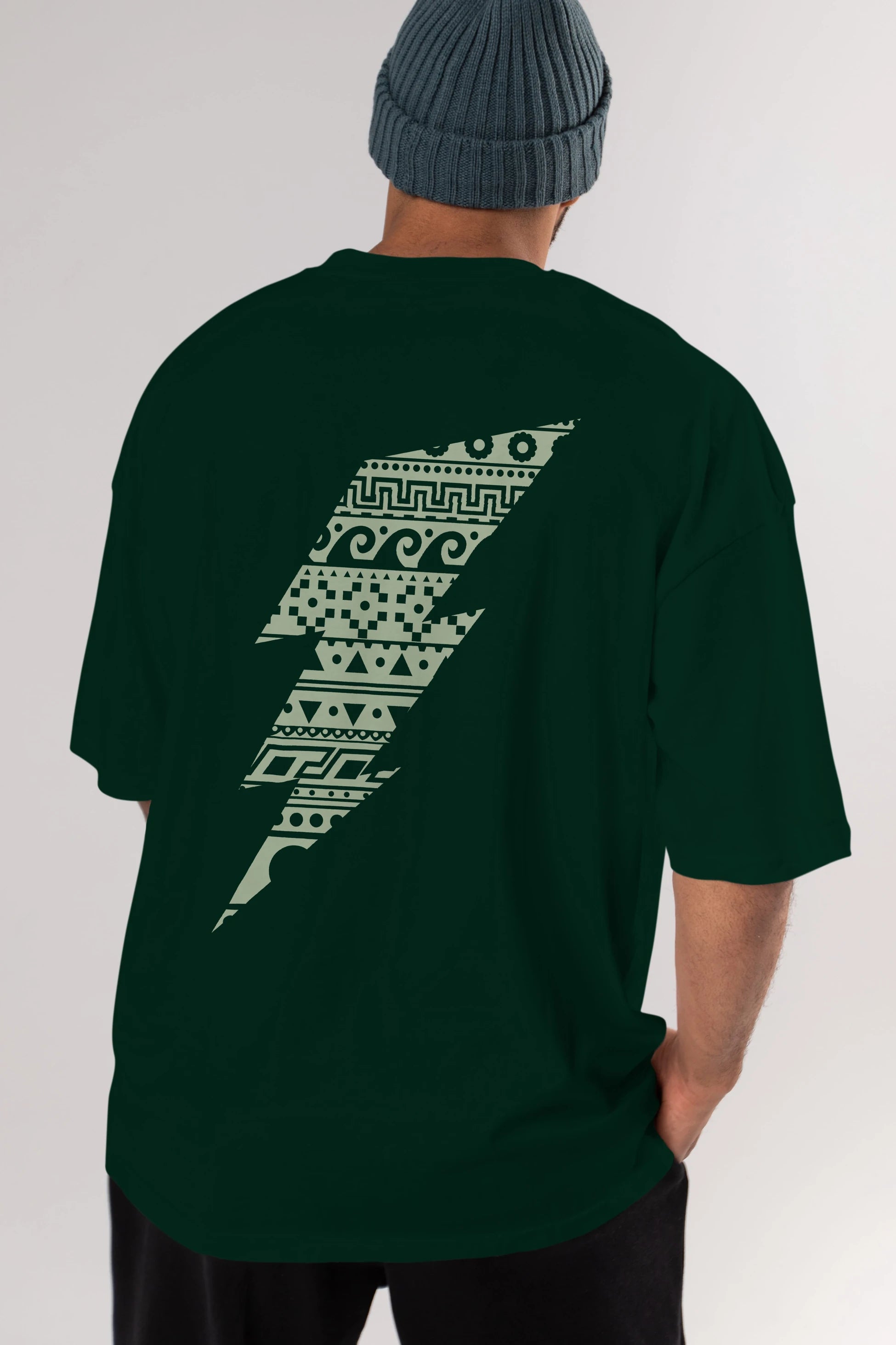 Thunderbolt Arka Baskılı Oversize t-shirt %100 pamuk Erkek Kadın Unisex