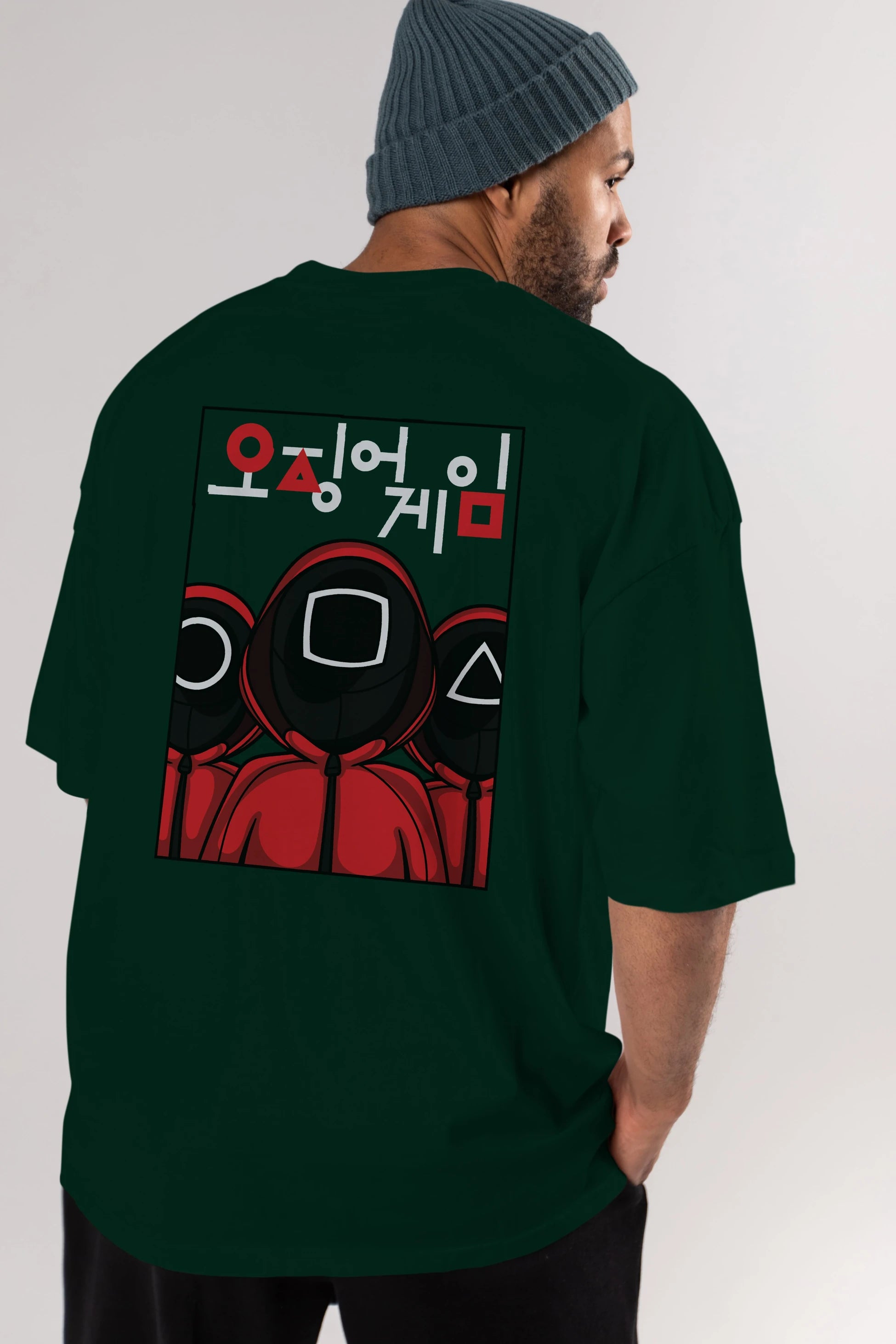 Squid Game (7) Arka Baskılı Oversize t-shirt Erkek Kadın Unisex %100 Pamuk Bisiklet Yaka tişort