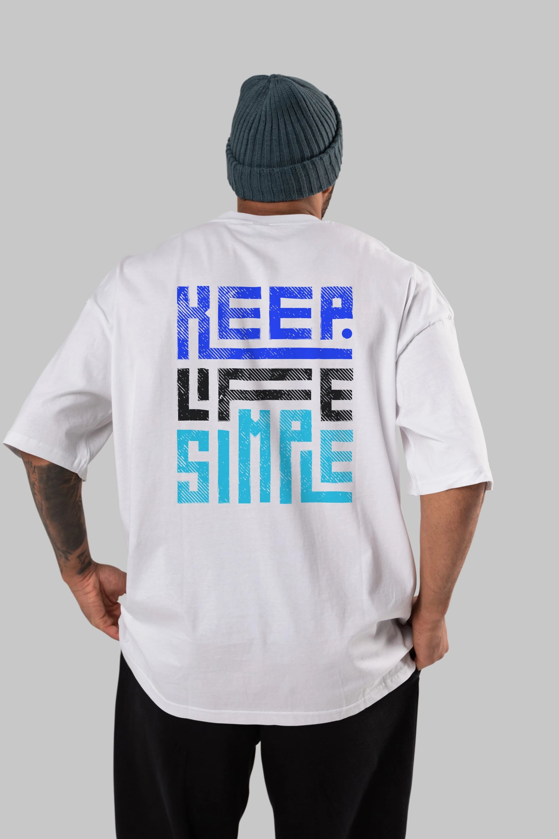 Keep Life Simple Yazılı Arka Baskılı Oversize t-shirt Erkek Kadın Unisex