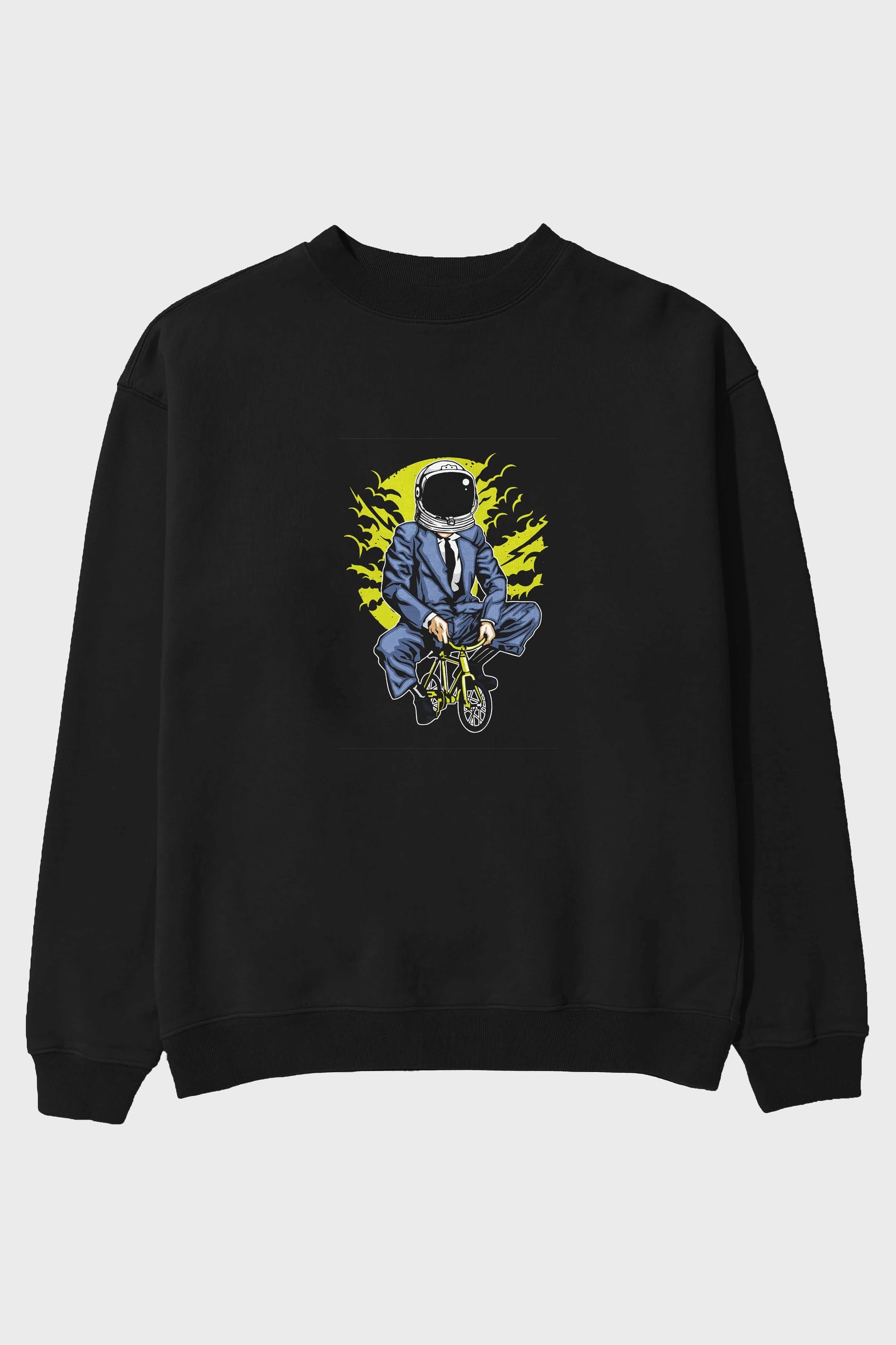 Bike To The Moon Ön Baskılı Oversize Sweatshirt Erkek Kadın Unisex