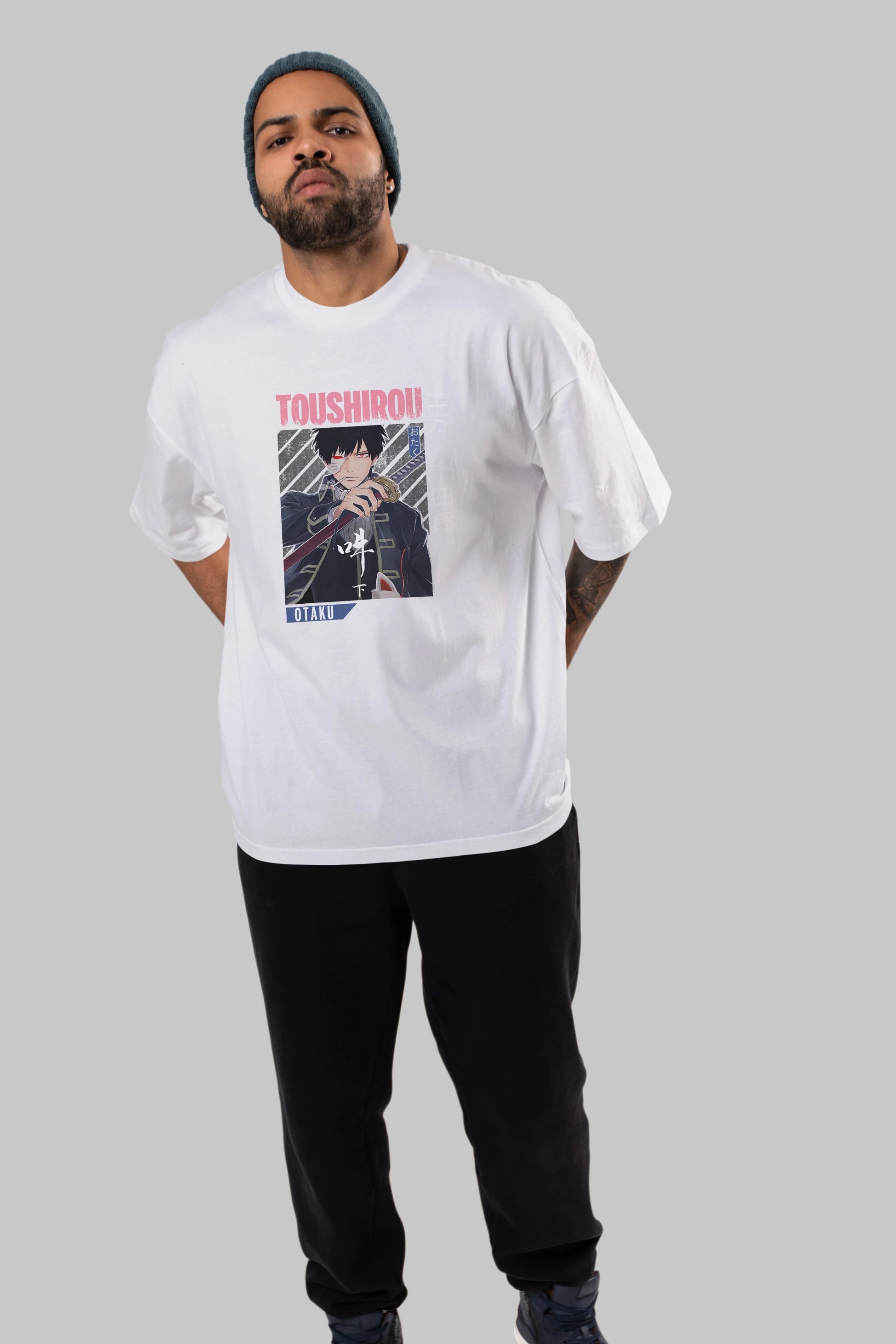 Toushirou Hijikata 1 Anime Ön Baskılı Oversize t-shirt %100 pamuk Erkek Kadın Unisex