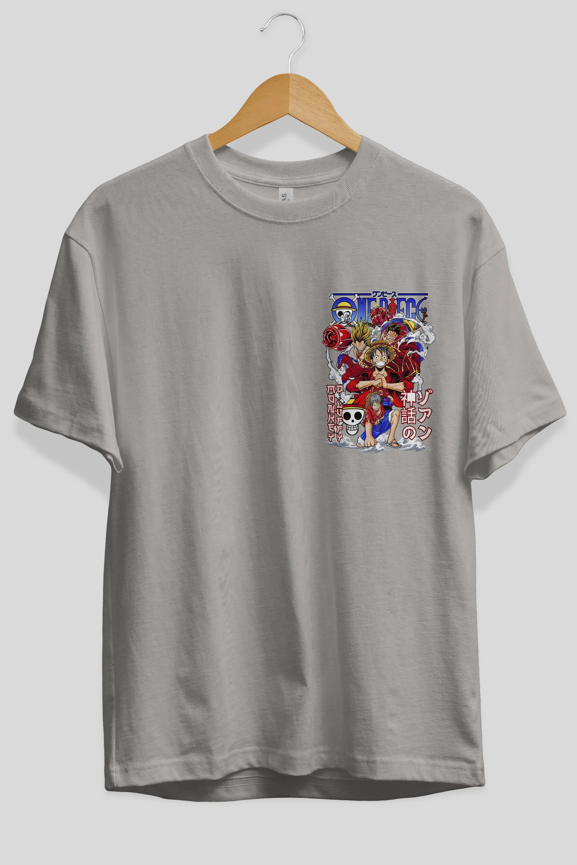 MONKEY D. LUFF-ONE PIECE 2 Ön Sol Baskılı Oversize t-shirt Erkek Kadın Unisex %100 Pamuk Bisiklet Yaka tişort