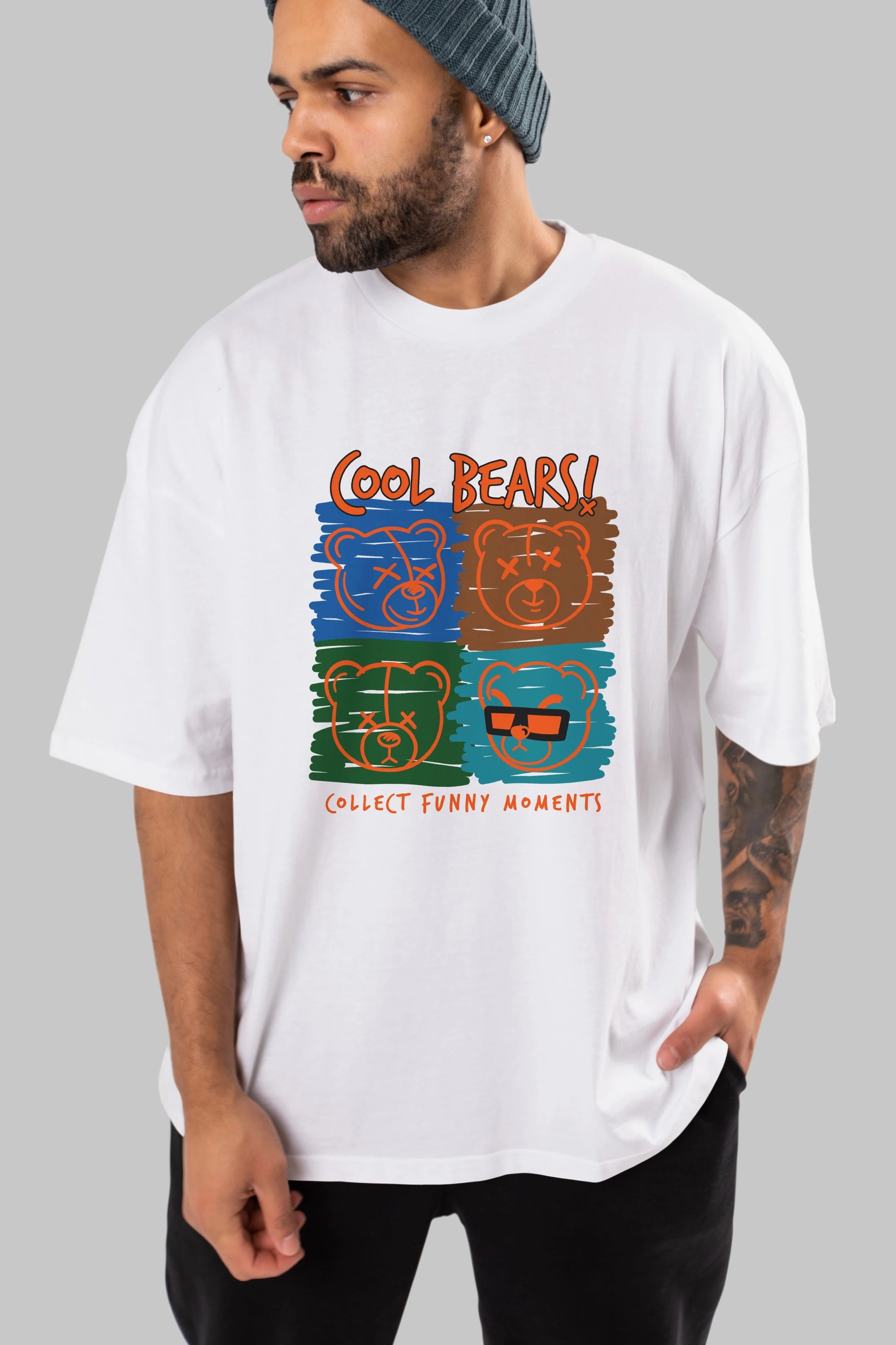 Cool Bears Ön Baskılı Oversize t-shirt Erkek Kadın Unisex
