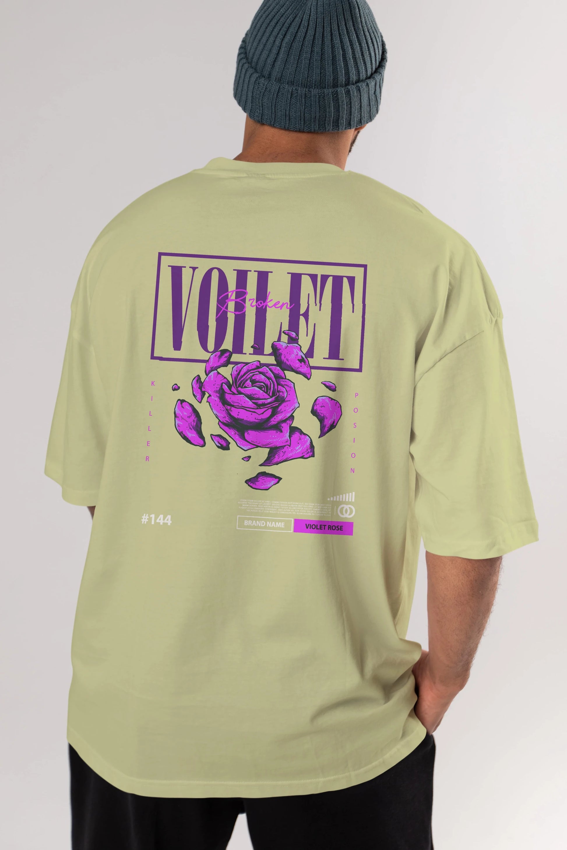 Voilet Broken Arka Baskılı Oversize t-shirt Erkek Kadın Unisex