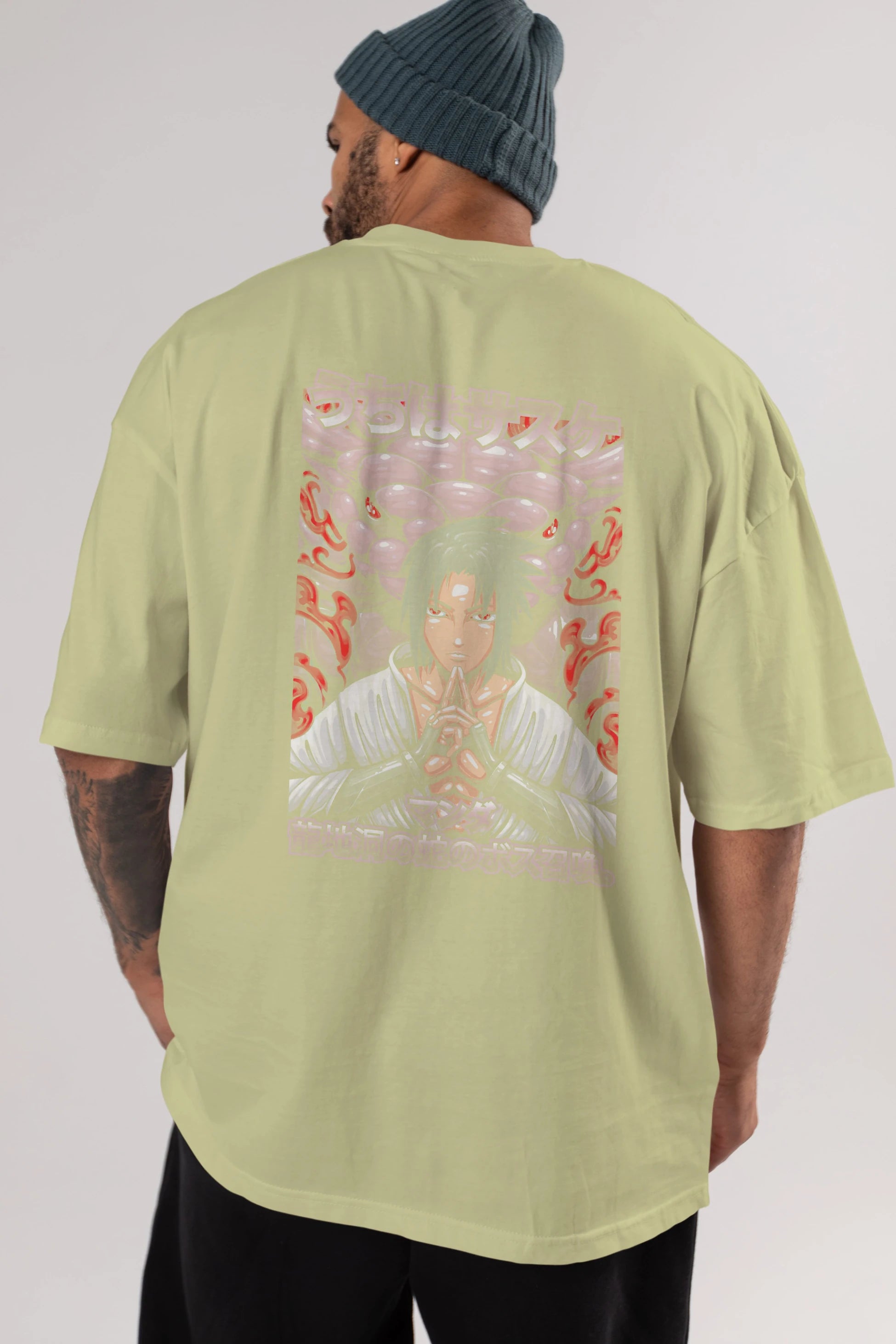 NARUTO SASUKE UCHIHA Anime Arka Baskılı Oversize t-shirt Erkek Kadın Unisex