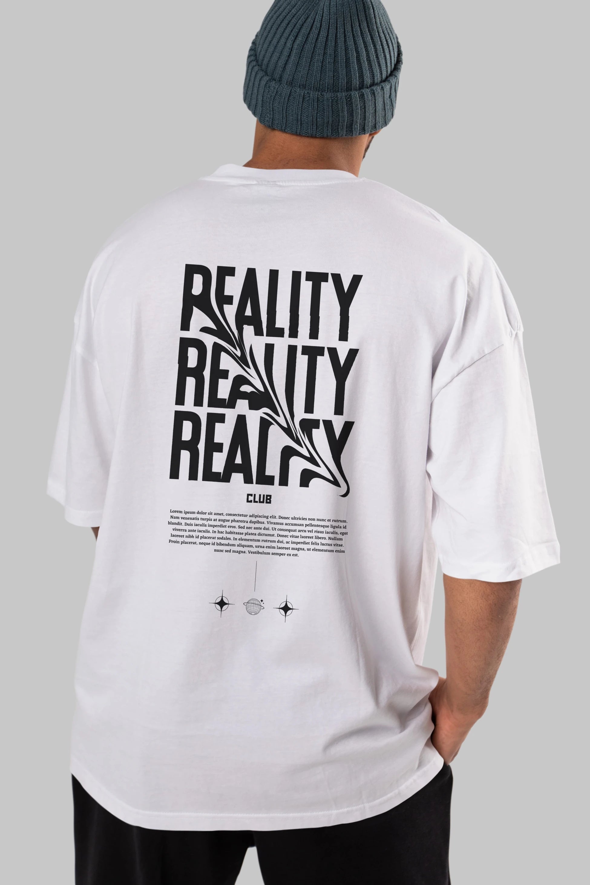 Reality Yazılı Arka Baskılı Oversize t-shirt Erkek Kadın Unisex