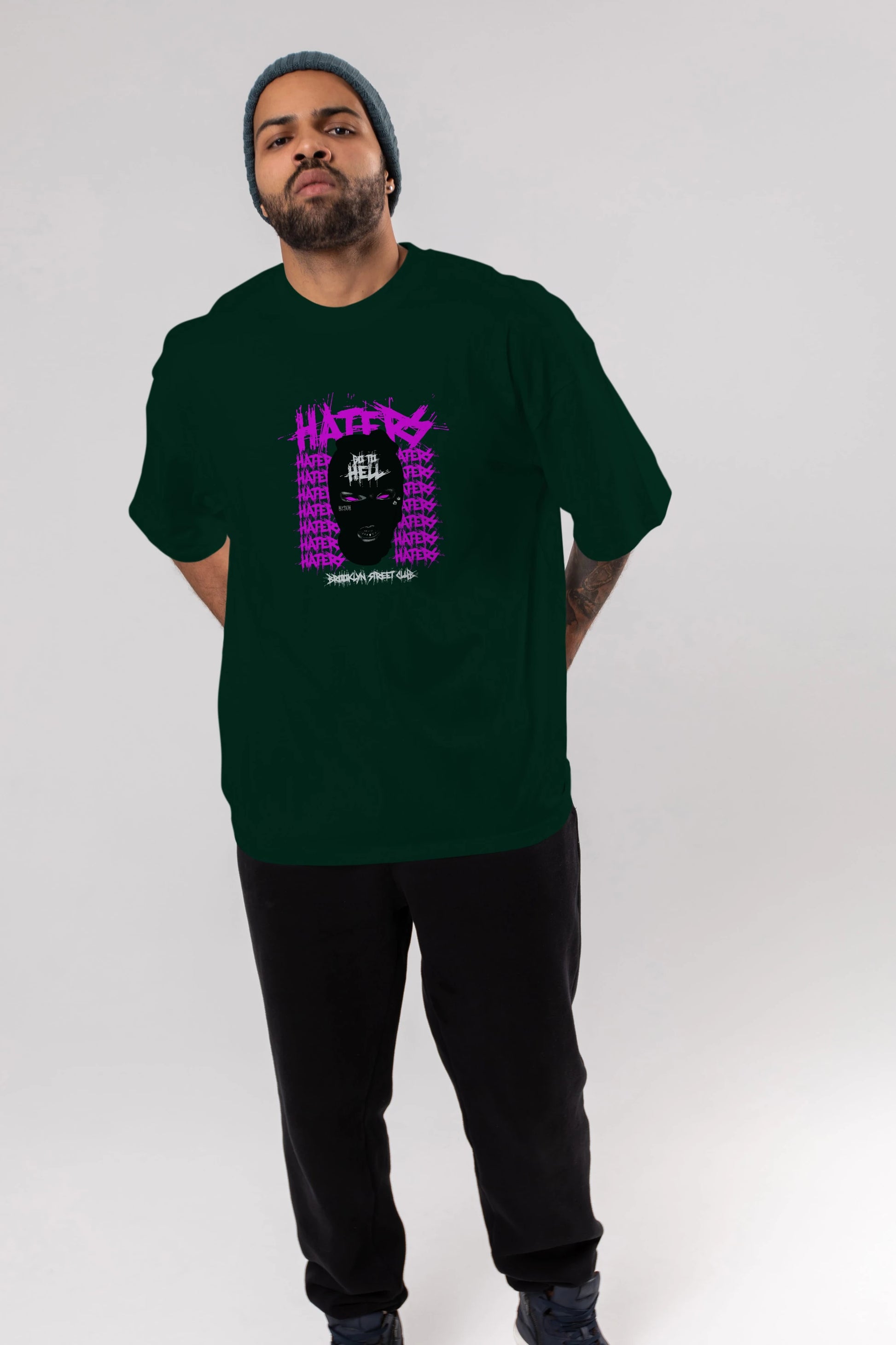 Haters Brooklyn Street Club Ön Baskılı Oversize t-shirt Erkek Kadın Unisex