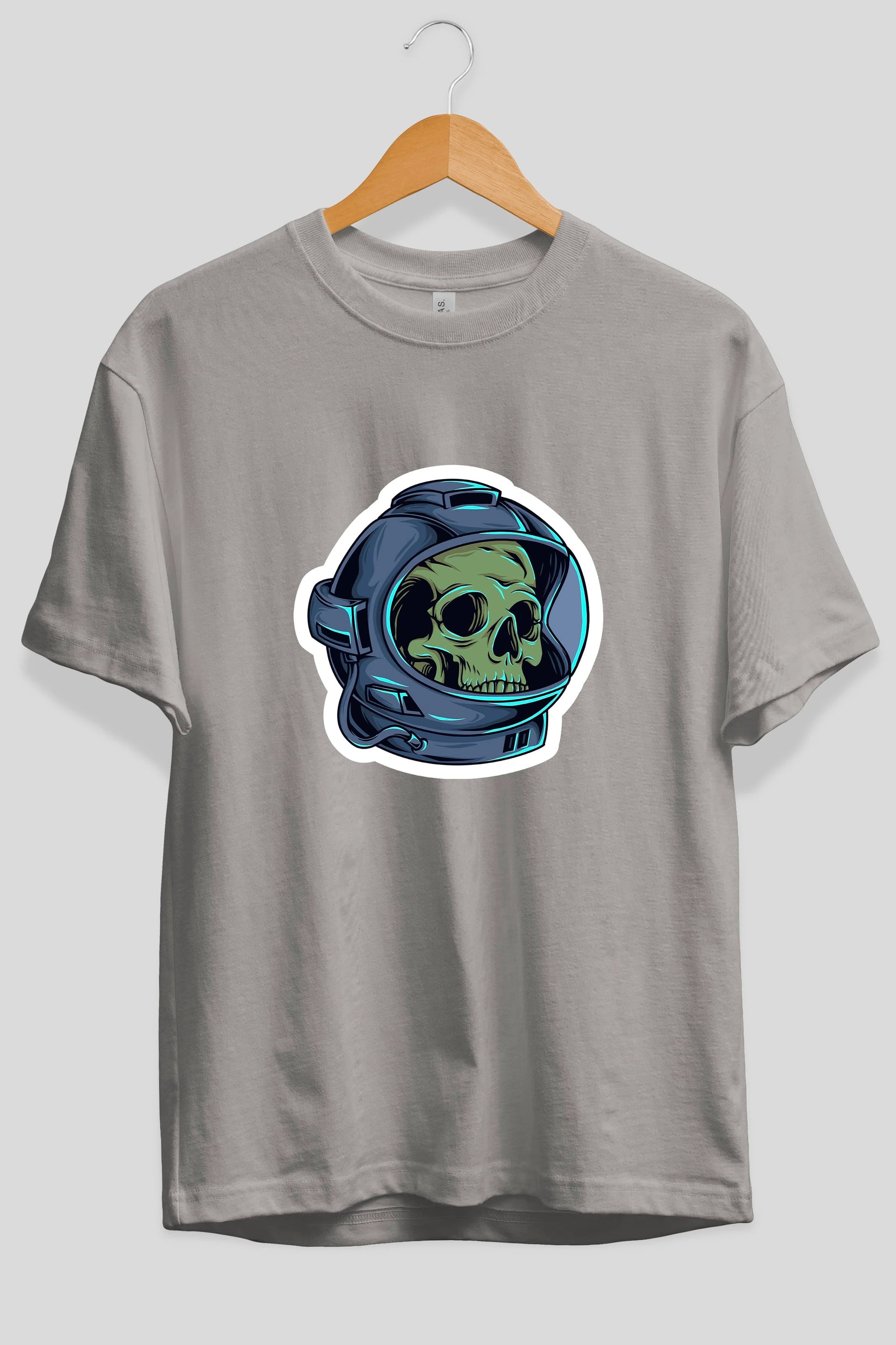 Astroskull Sticker Ön Baskılı Oversize t-shirt Erkek Kadın Unisex
