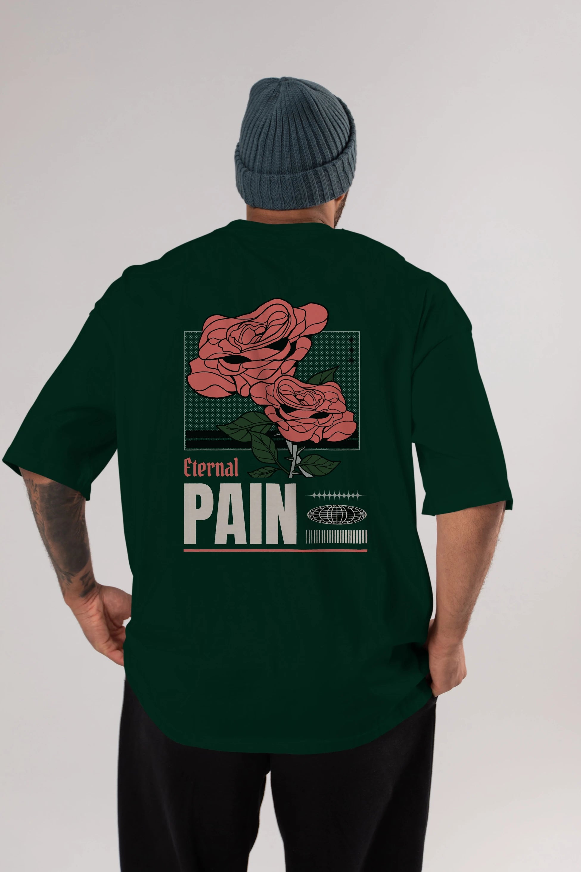 Eternal Pain Arka Baskılı Oversize t-shirt Erkek Kadın Unisex