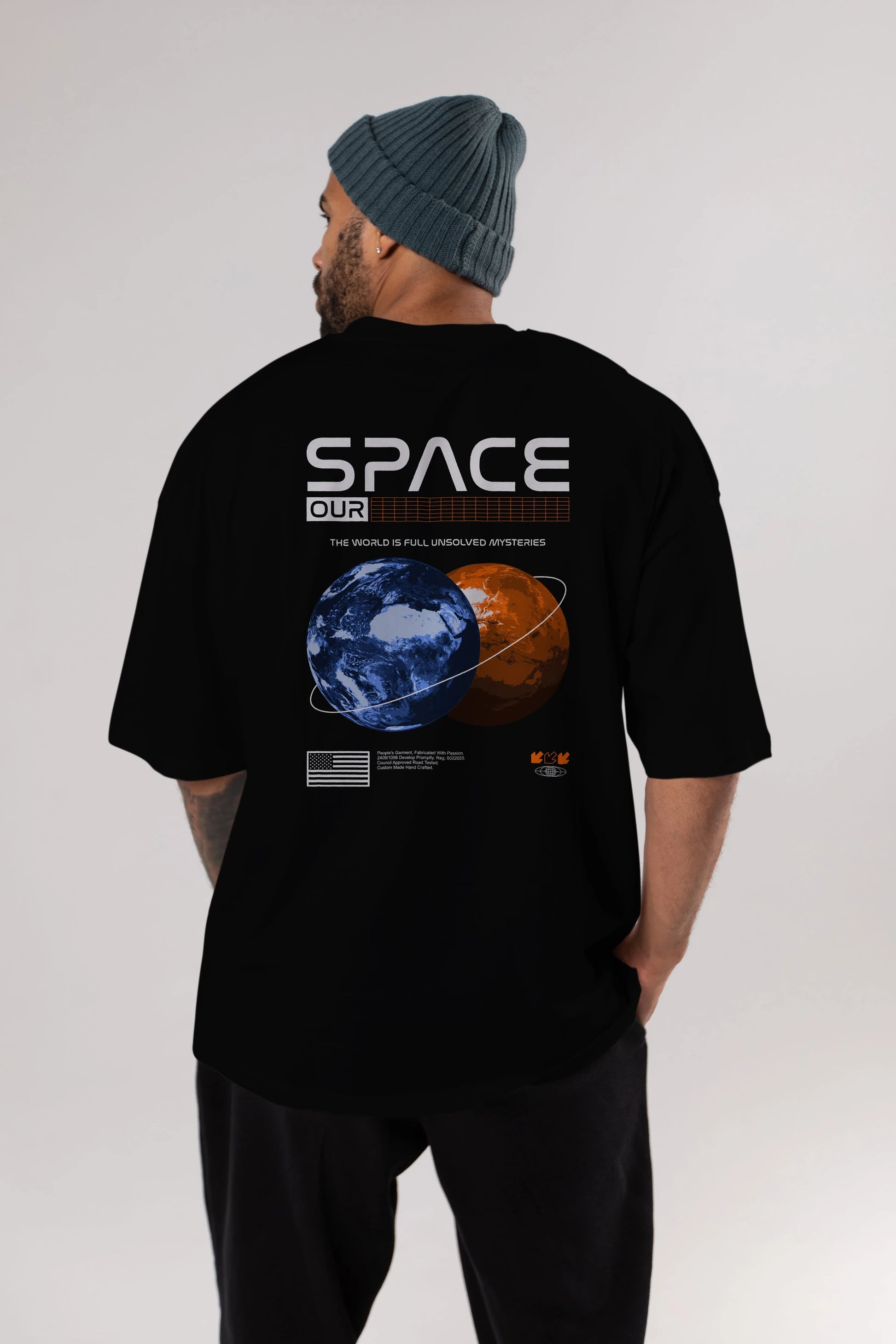Space Our Arka Baskılı Oversize t-shirt Erkek Kadın Unisex