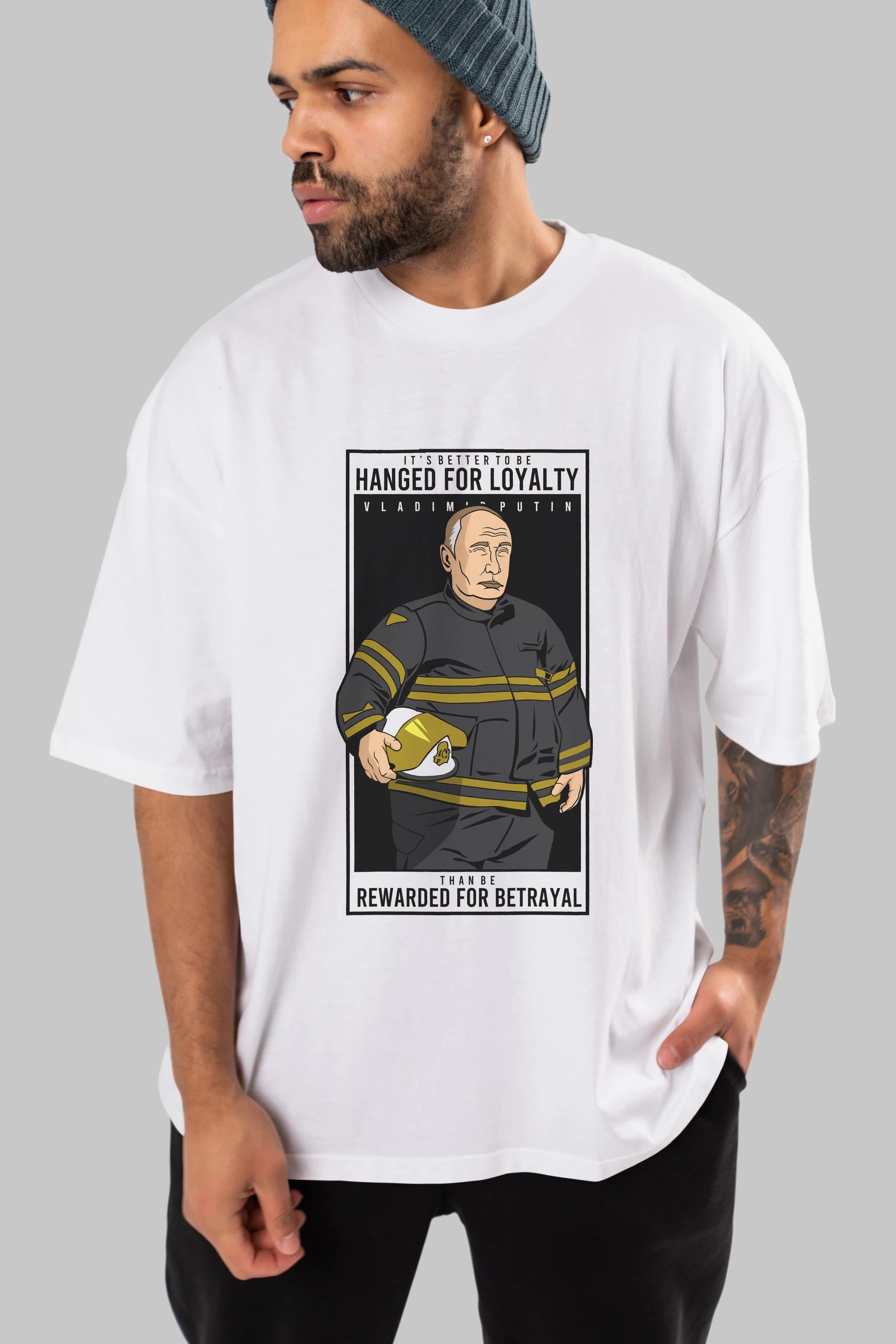 Putin Fireman Ön Baskılı Oversize t-shirt Erkek Kadın Unisex %100 Pamuk tişort