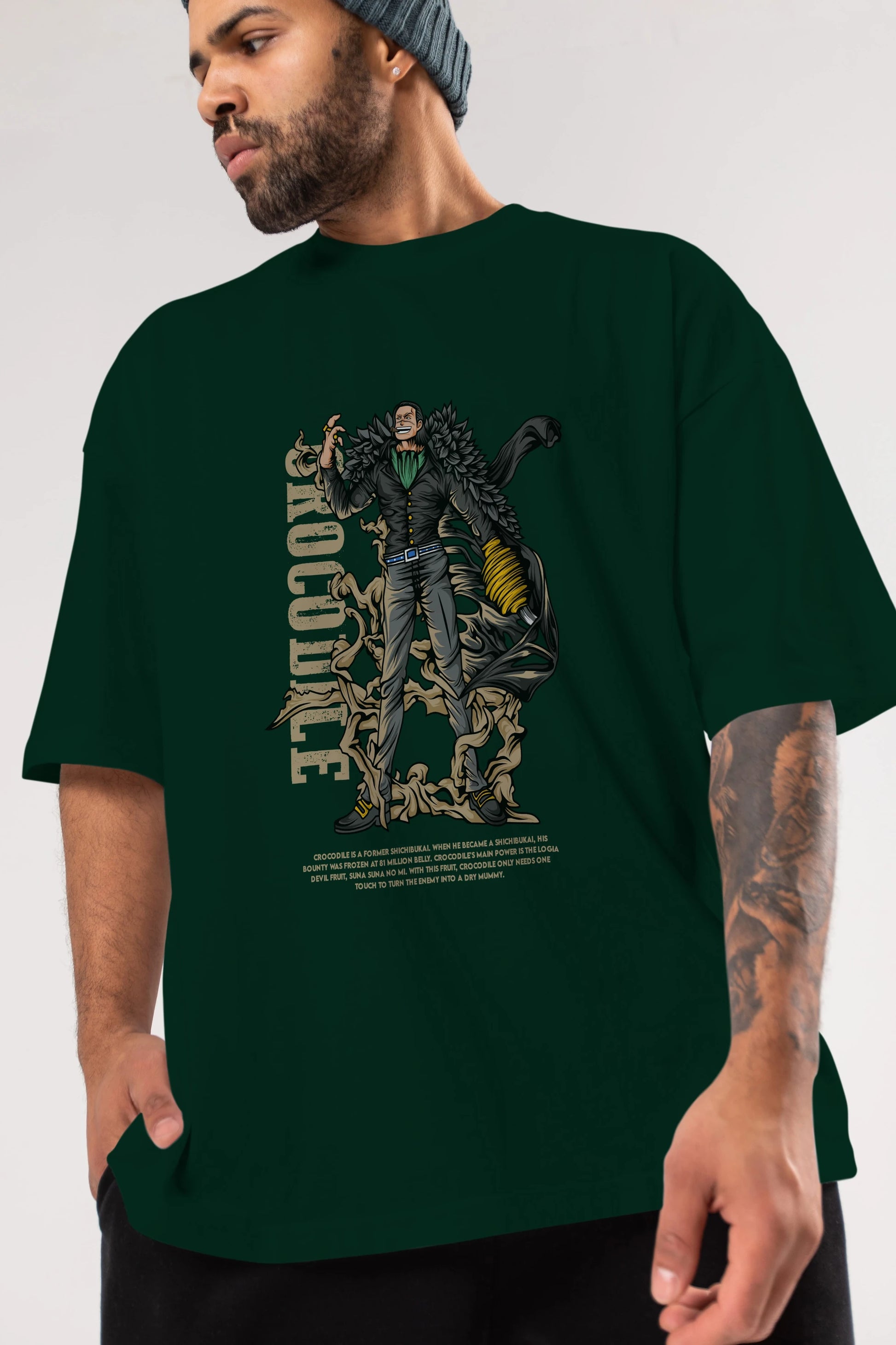 Crocodile Anime Ön Baskılı Oversize t-shirt %100 pamuk Erkek Kadın Unisex