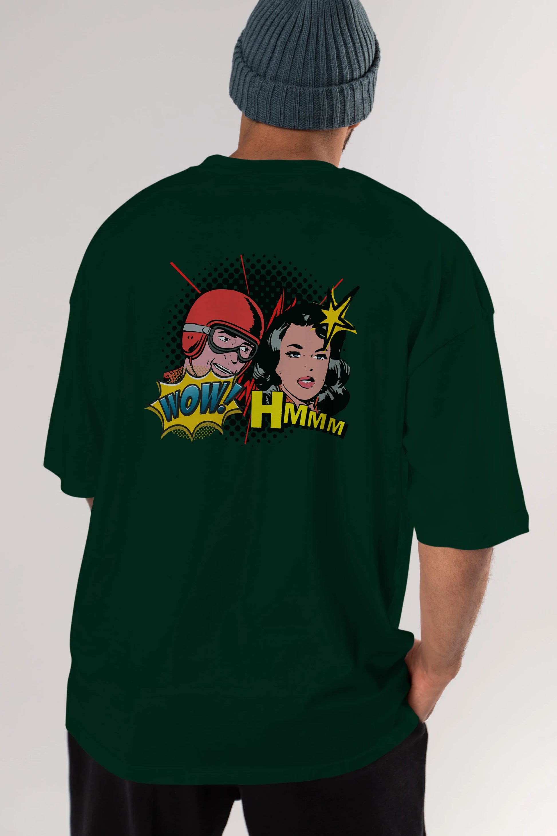 Comic Wow Yazılı Arka Baskılı Oversize t-shirt Erkek Kadın Unisex