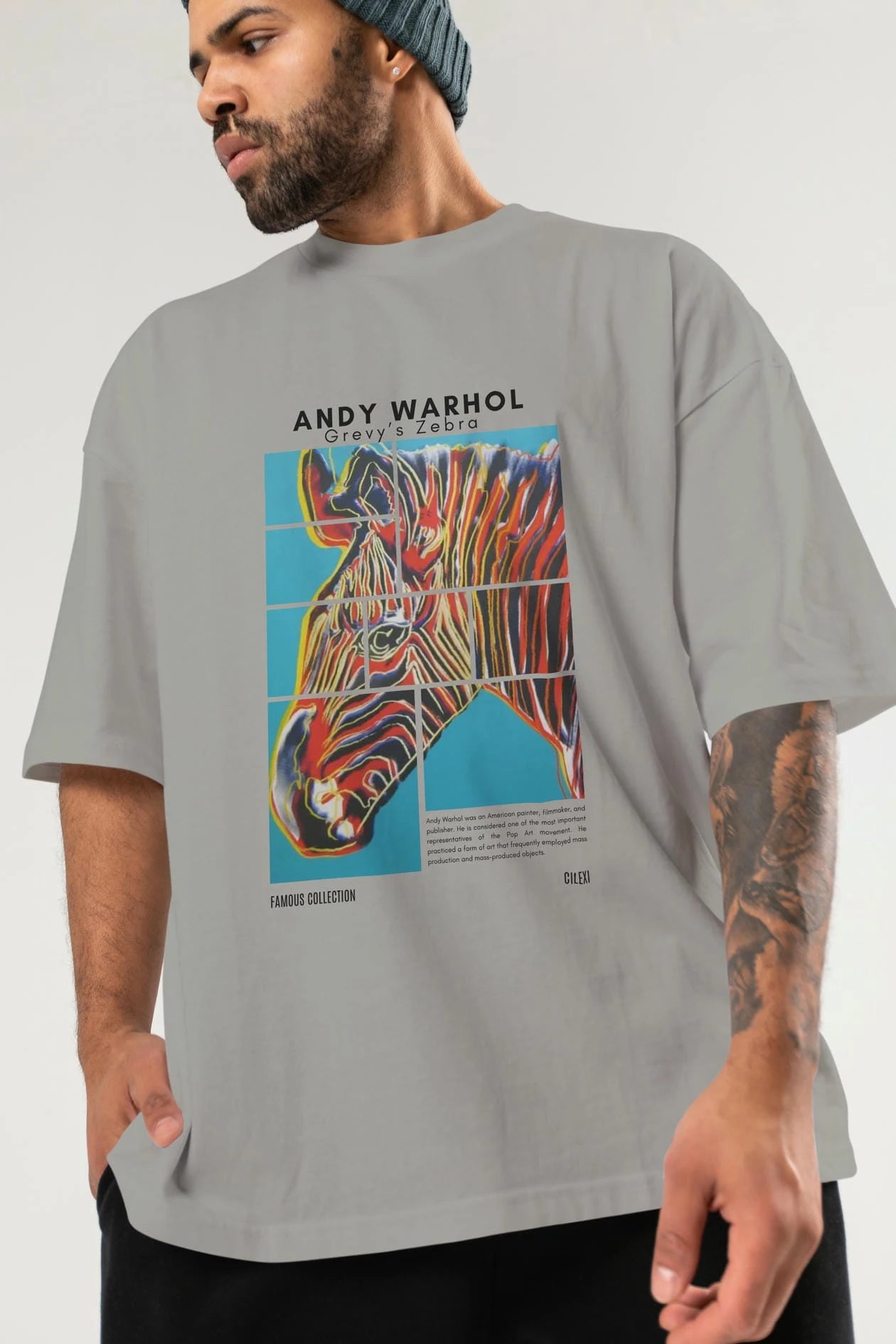 Andy Warhol ön Baskılı Oversize t-shirt Erkek Kadın Bisiklet Yaka Pamuk tişort