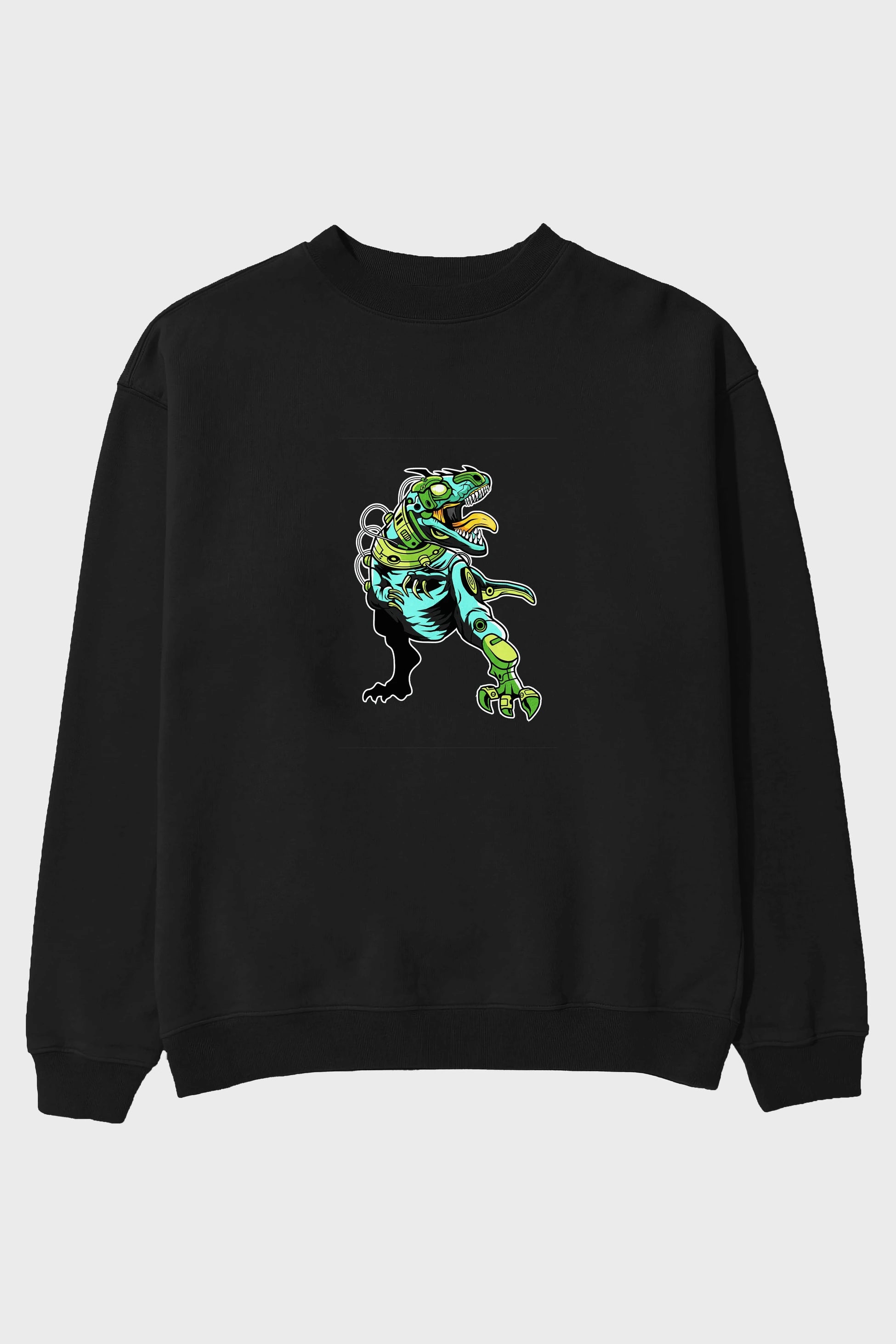 Trex Robot Ön Baskılı Oversize Sweatshirt Erkek Kadın Unisex