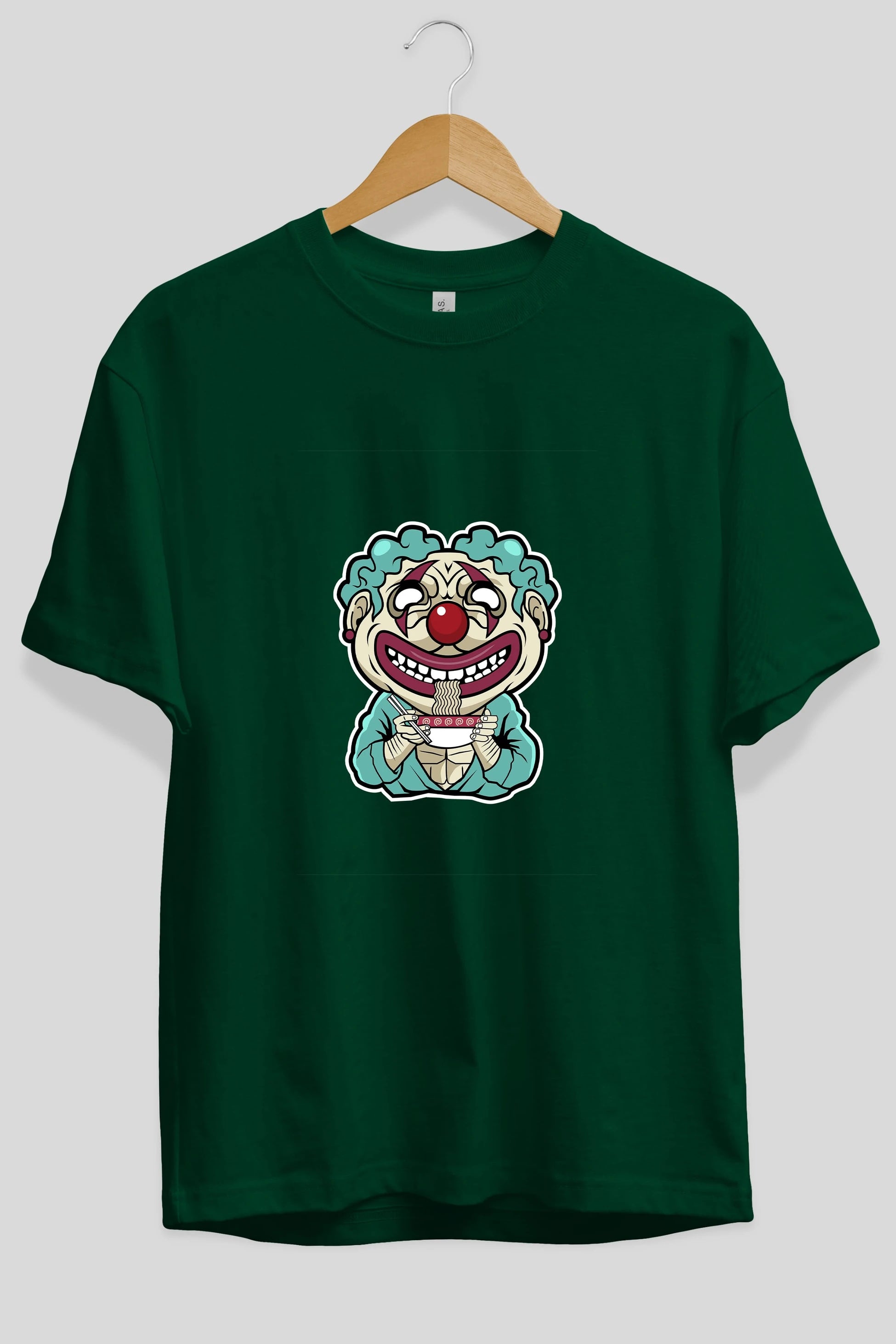 Clown Ramen Ön Baskılı Oversize t-shirt Erkek Kadın Unisex %100 Pamuk tişort