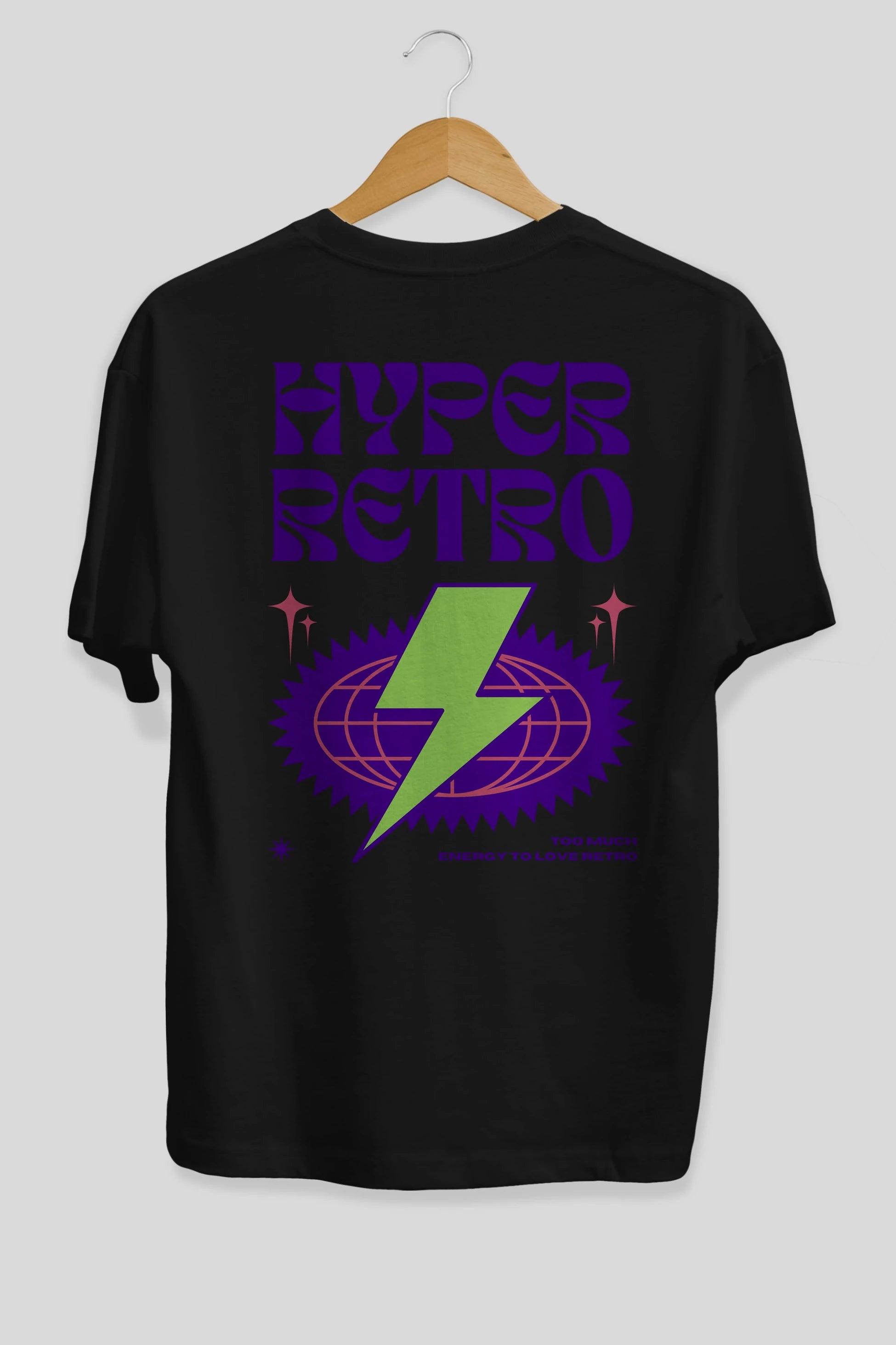 Hyper Retro Yazılı Arka Baskılı Oversize t-shirt Erkek Kadın Unisex