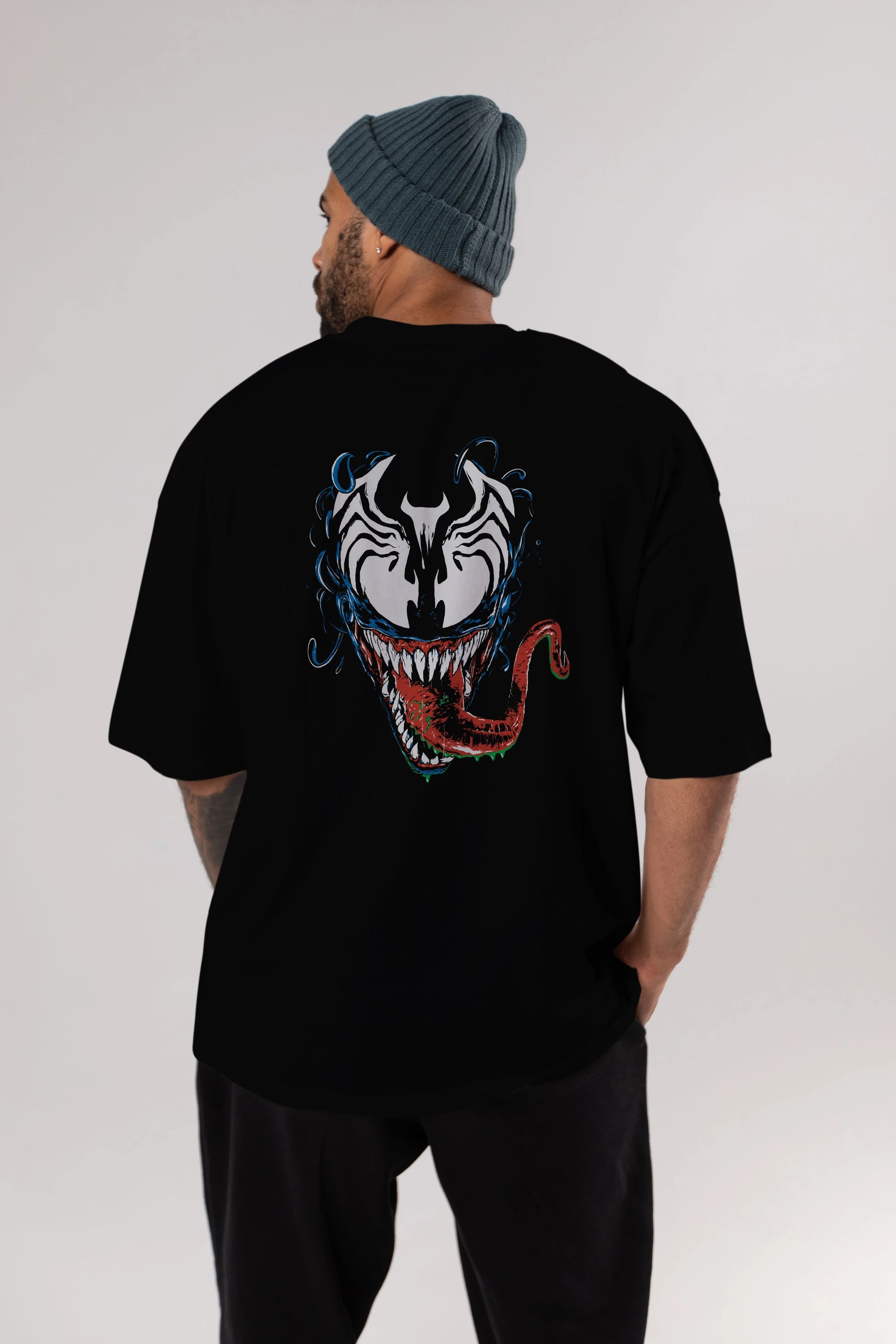 Venom (2) Arka Baskılı Oversize t-shirt Erkek Kadın Unisex %100 Pamuk Bisiklet Yaka tişort