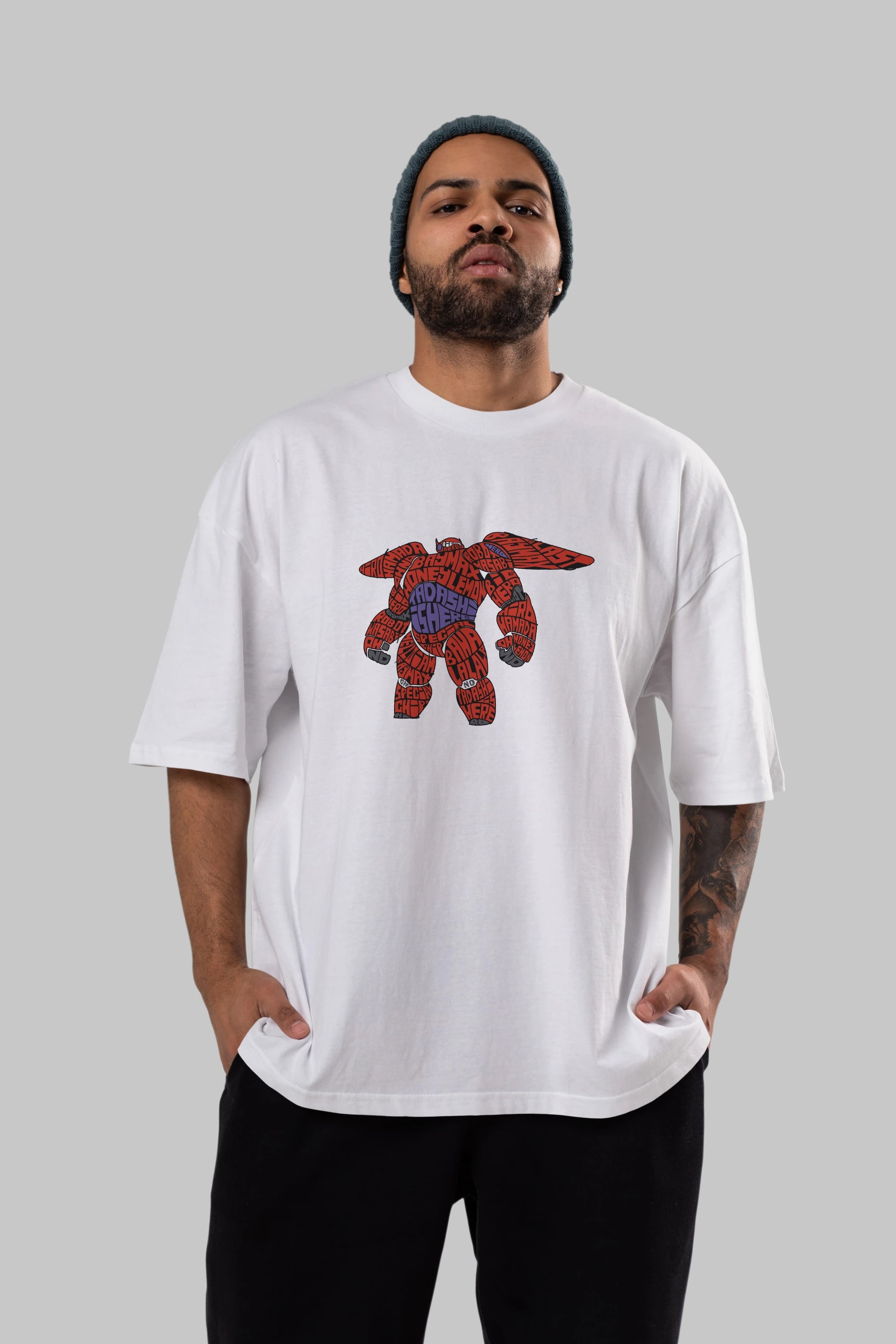 Baymax Ön Baskılı Oversize t-shirt %100 pamuk Erkek Kadın Unisex