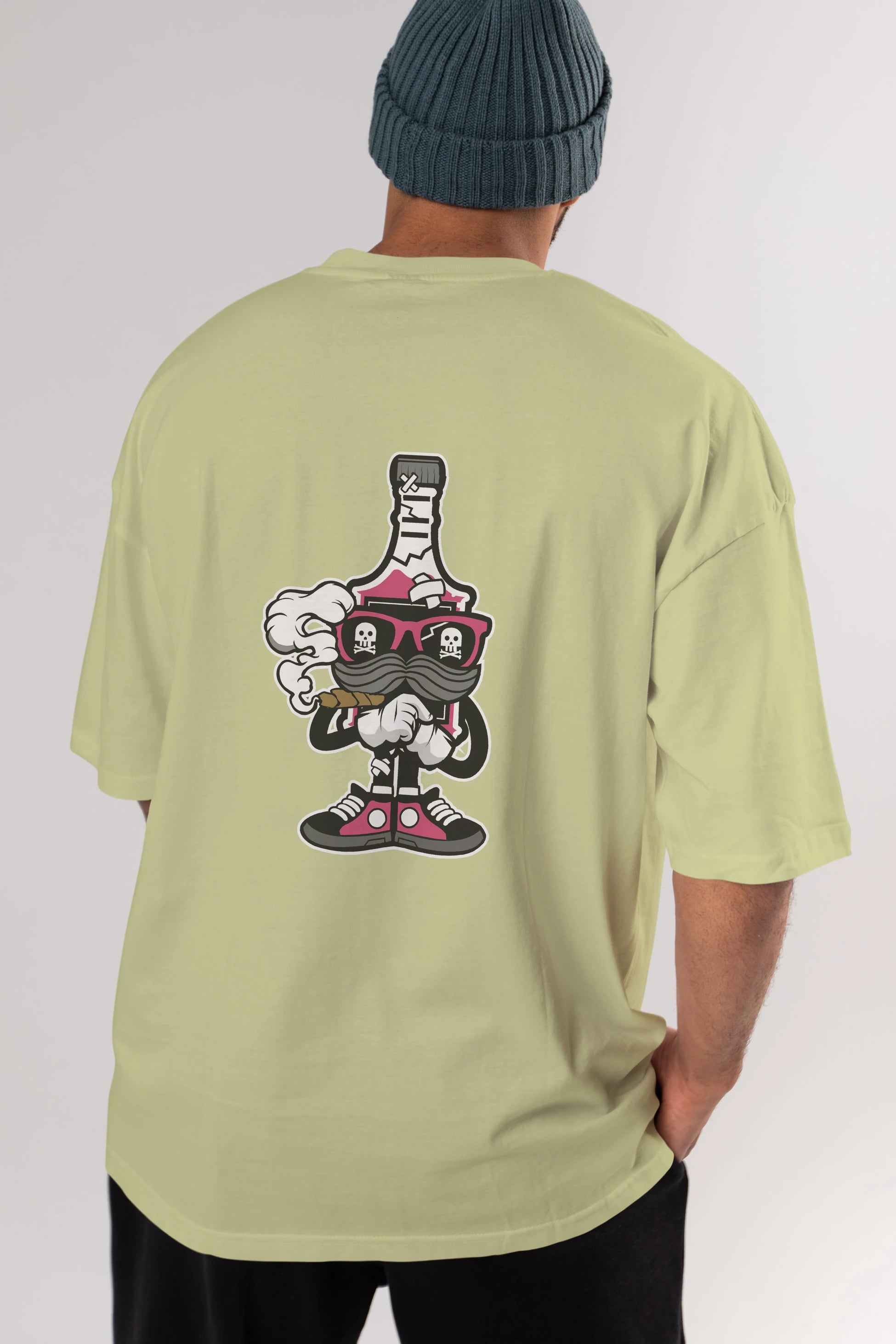 Vodka Bottle Arka Baskılı Oversize t-shirt Erkek Kadın Unisex %100 Pamuk tişort