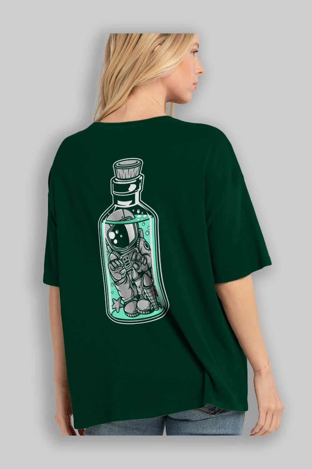 Astronaut in The Bottle Arka Baskılı Oversize t-shirt Erkek Kadın Unisex