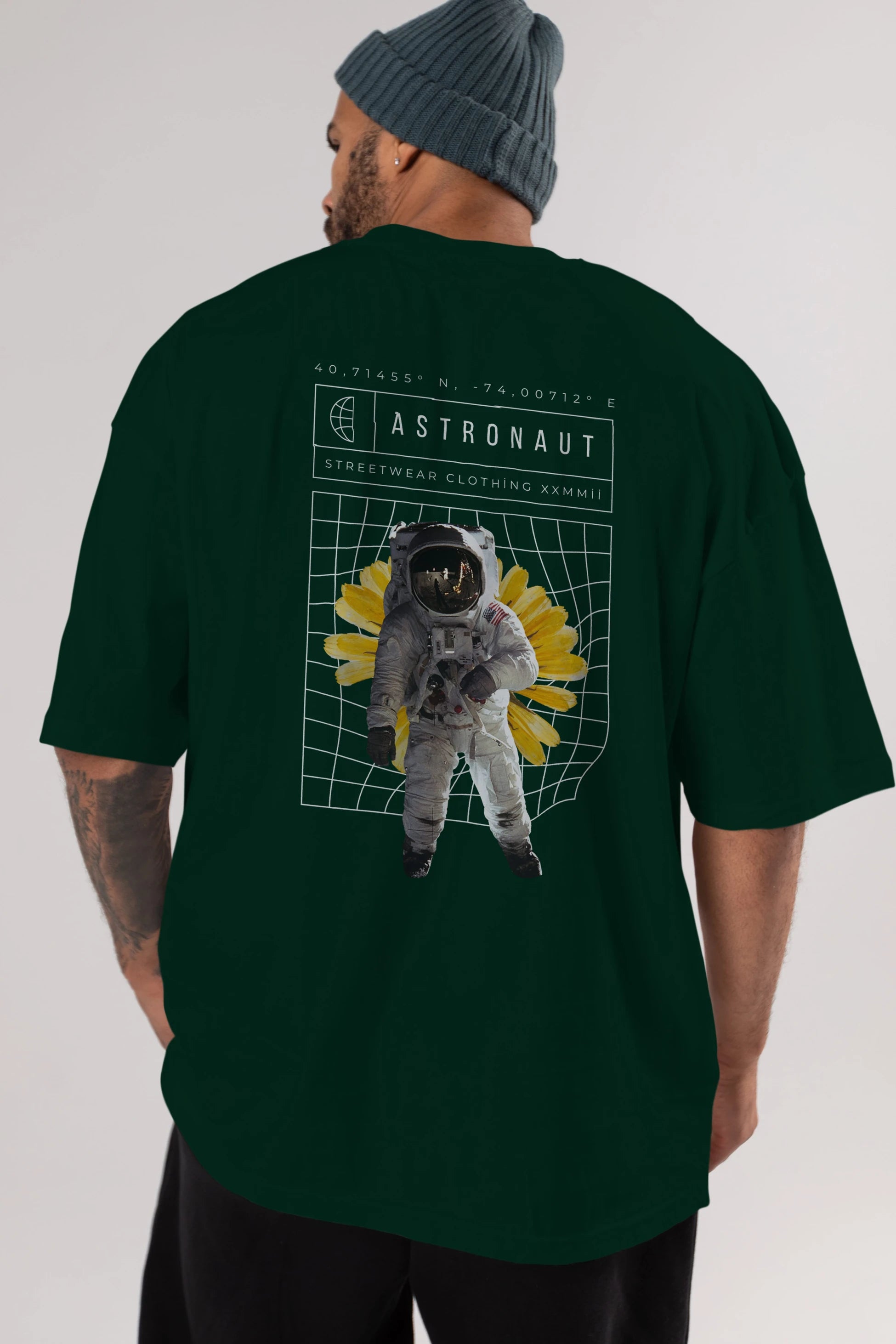 Astronaut Streetwear Arka Baskılı Oversize t-shirt Erkek Kadın Unisex