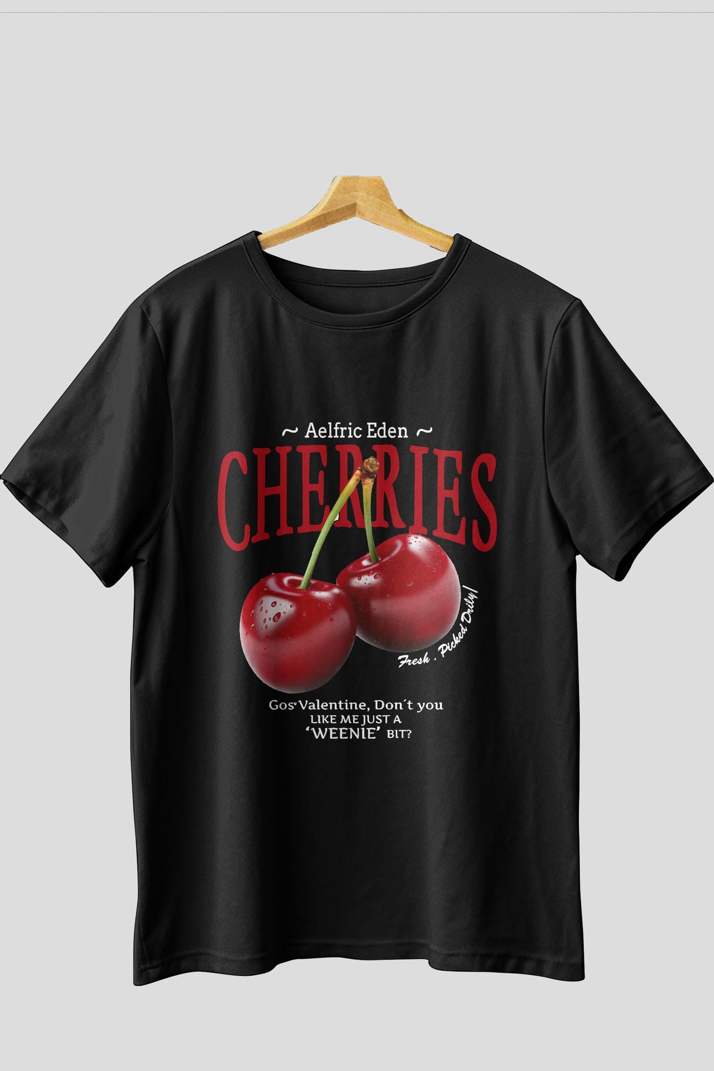 Cherry Cherries Ön Baskılı Oversize t-shirt Erkek Kadın Pamuk Bisiklet Yaka tişort