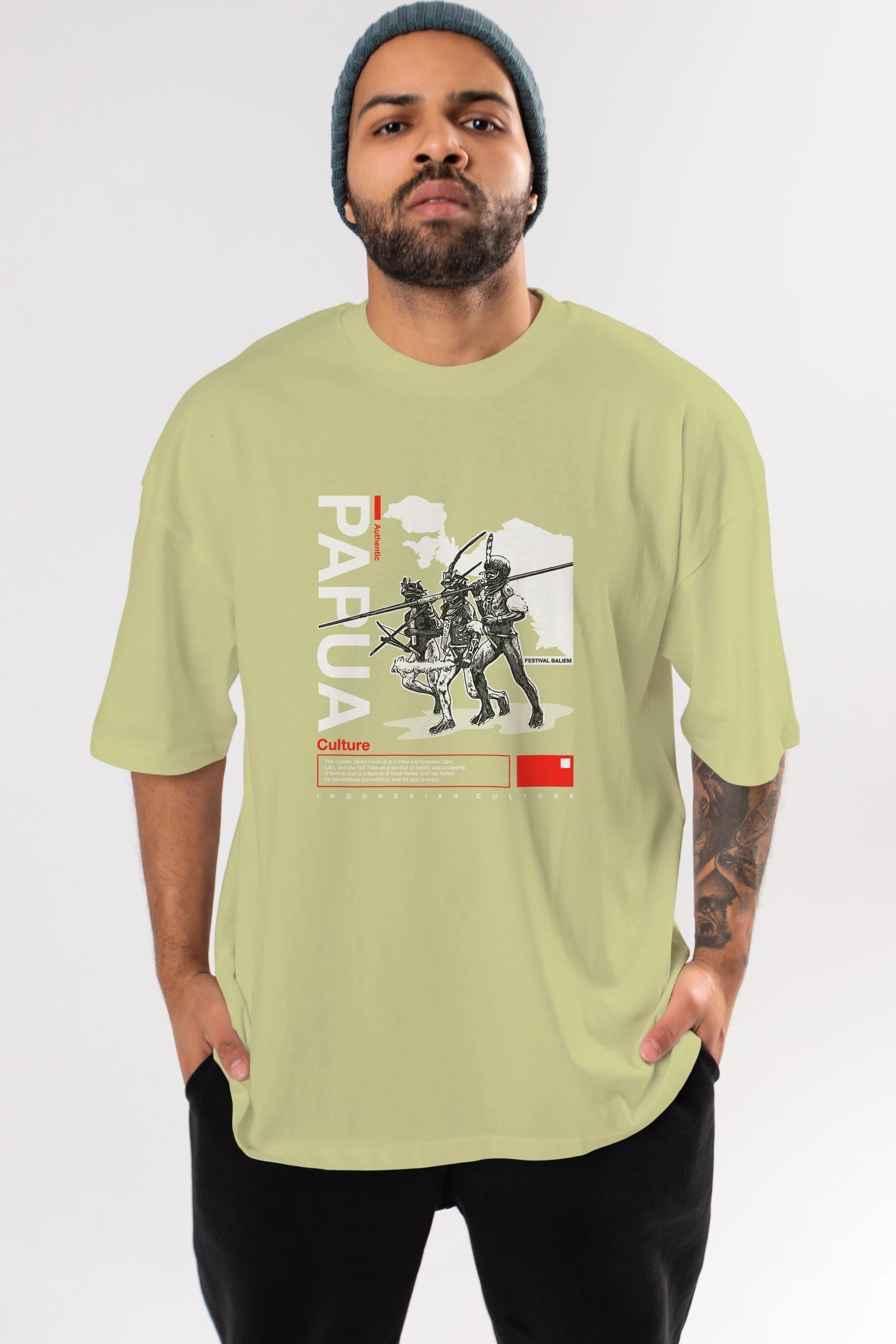 Papua Culture Ön Baskılı Oversize t-shirt Erkek Kadın Unisex