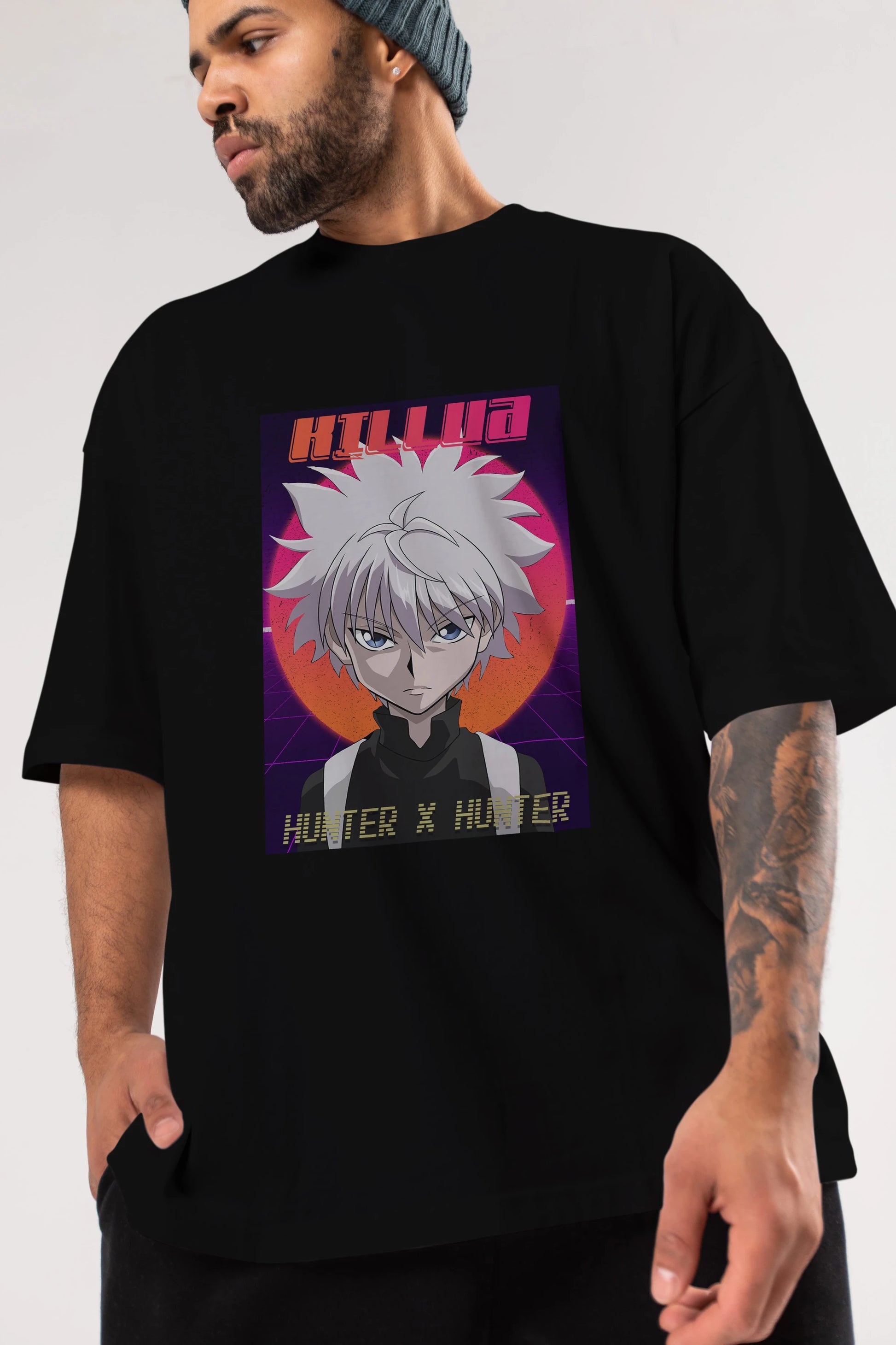 Killua Zoldyck 12 1 Anime Ön Baskılı Oversize t-shirt %100 pamuk Erkek Kadın Unisex