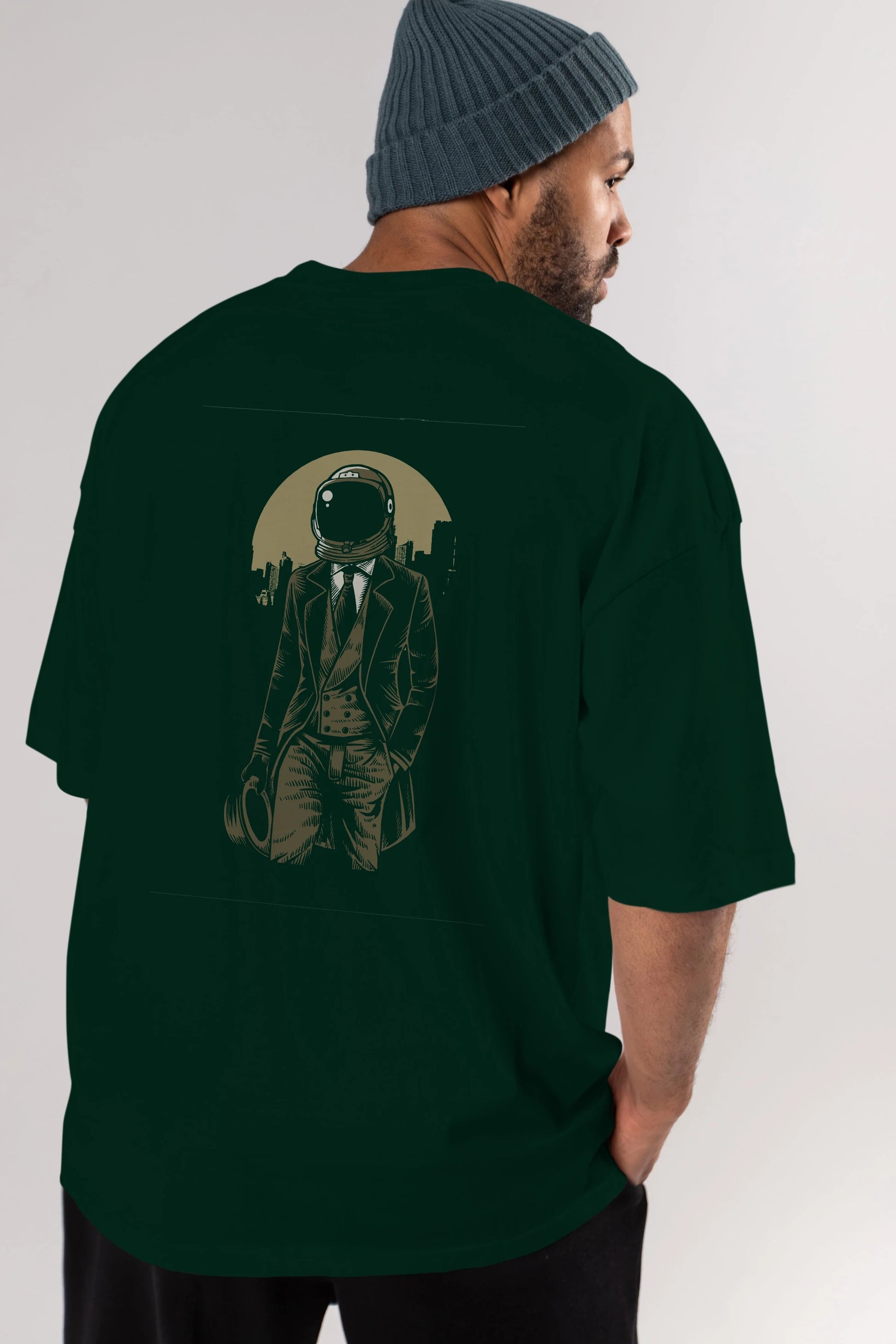 Classic Astronaut Arka Baskılı Oversize t-shirt Erkek Kadın Unisex %100 Pamuk