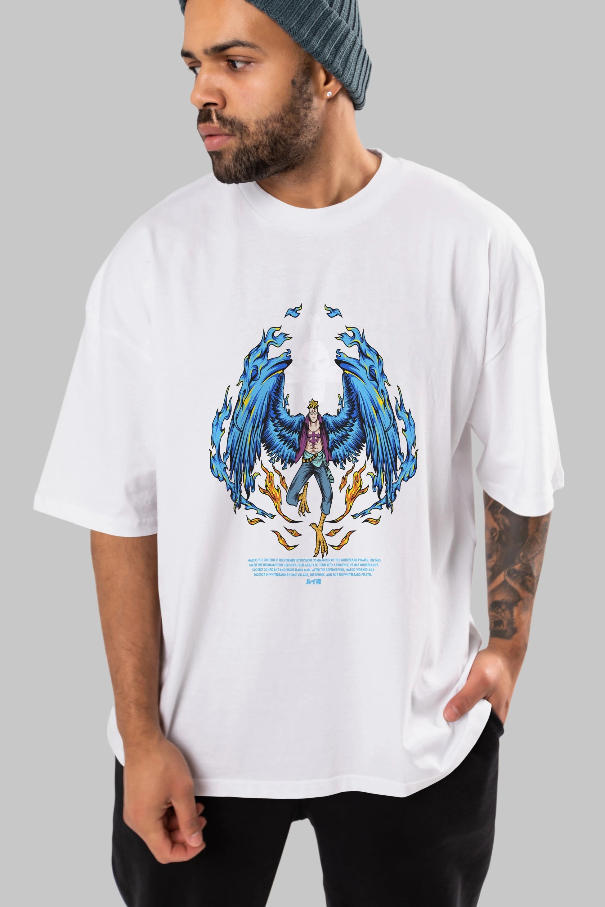 Marco Anime Ön Baskılı Oversize t-shirt %100 pamuk Erkek Kadın Unisex