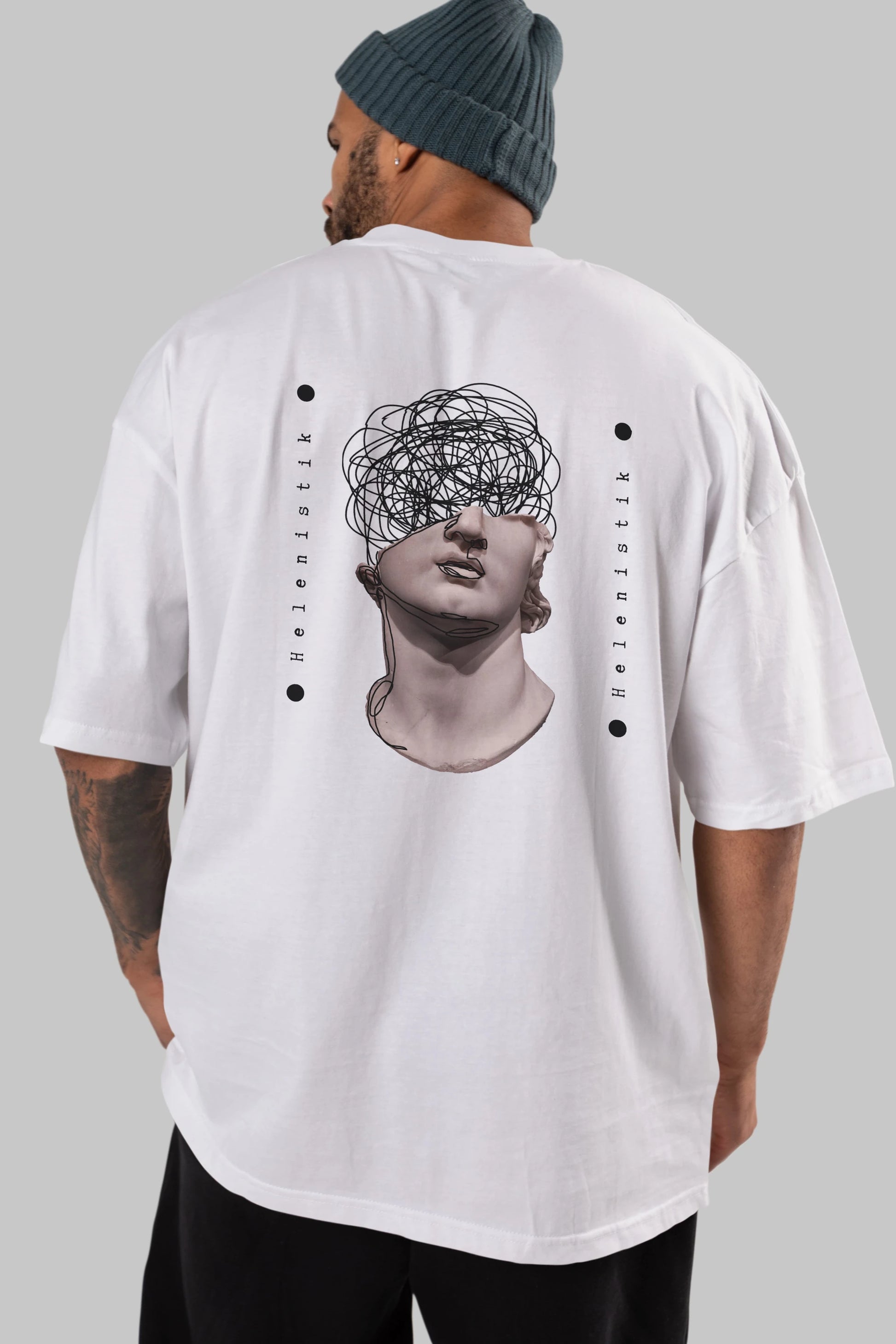 Heykel 2 Arka Baskılı Oversize t-shirt Erkek Kadın Unisex