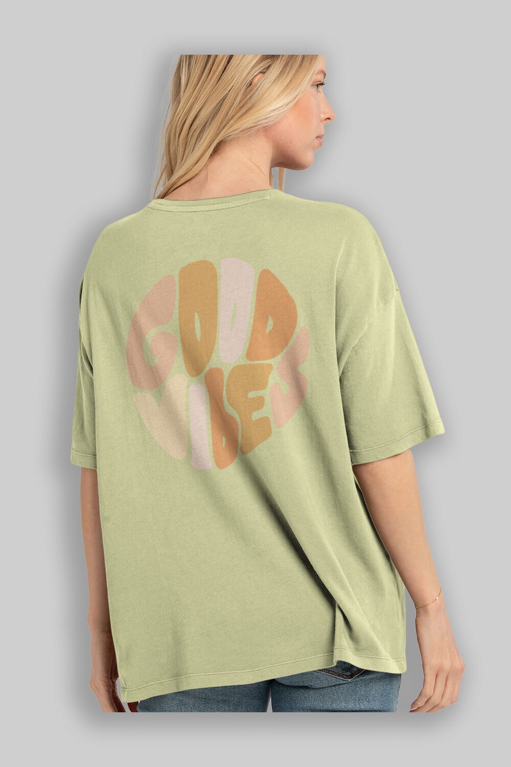 Good Vibes Yazılı 3 Arka Baskılı Oversize t-shirt Erkek Kadın Unisex