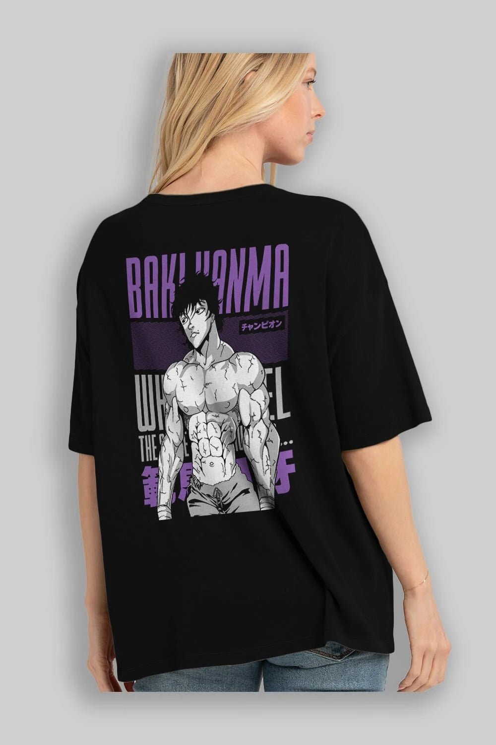 BAKI HANMA (2) Anime Arka Baskılı Oversize t-shirt Erkek Kadın Unisex