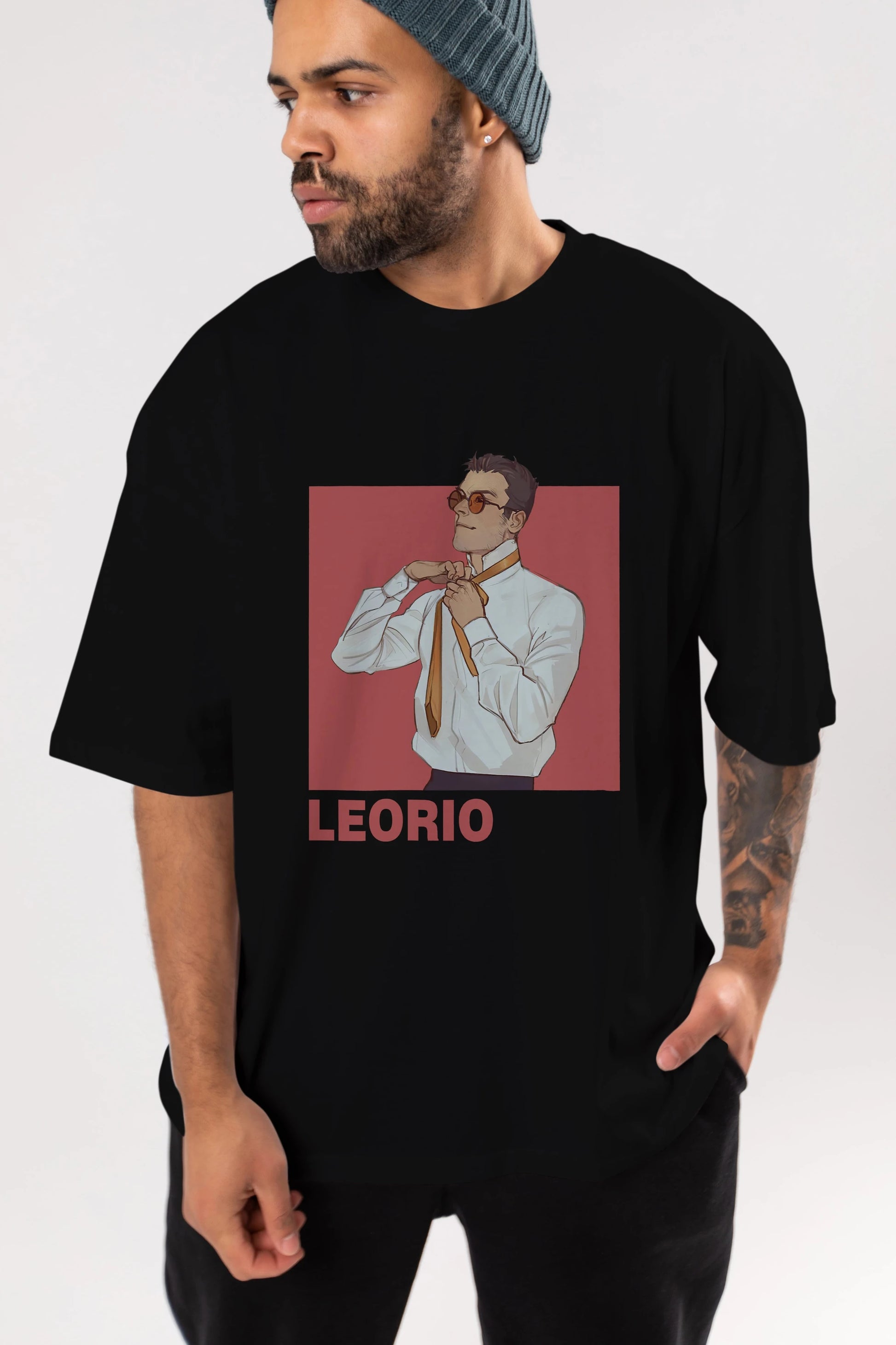 Leorio Paladiknight 5 Anime Ön Baskılı Oversize t-shirt %100 pamuk Erkek Kadın Unisex