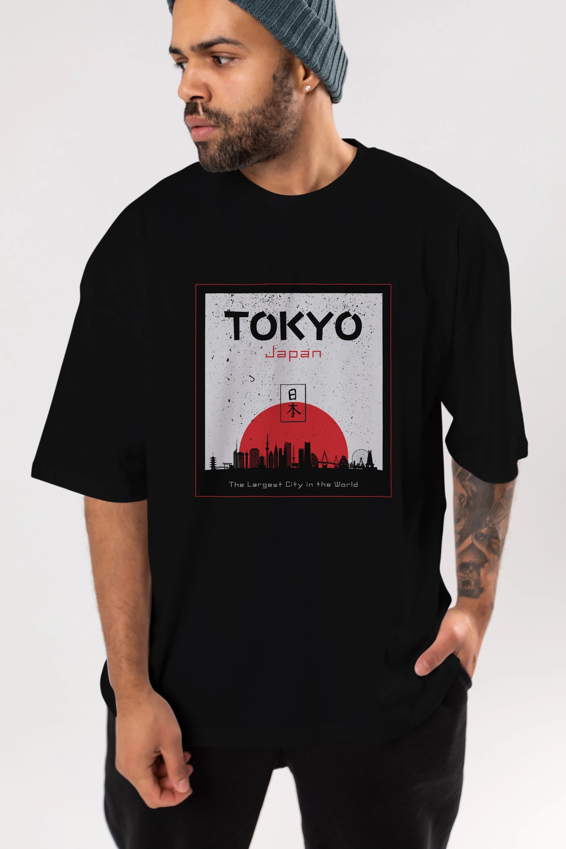 Tokyo Japan Yazılı Ön Baskılı Oversize t-shirt Erkek Kadın Unisex
