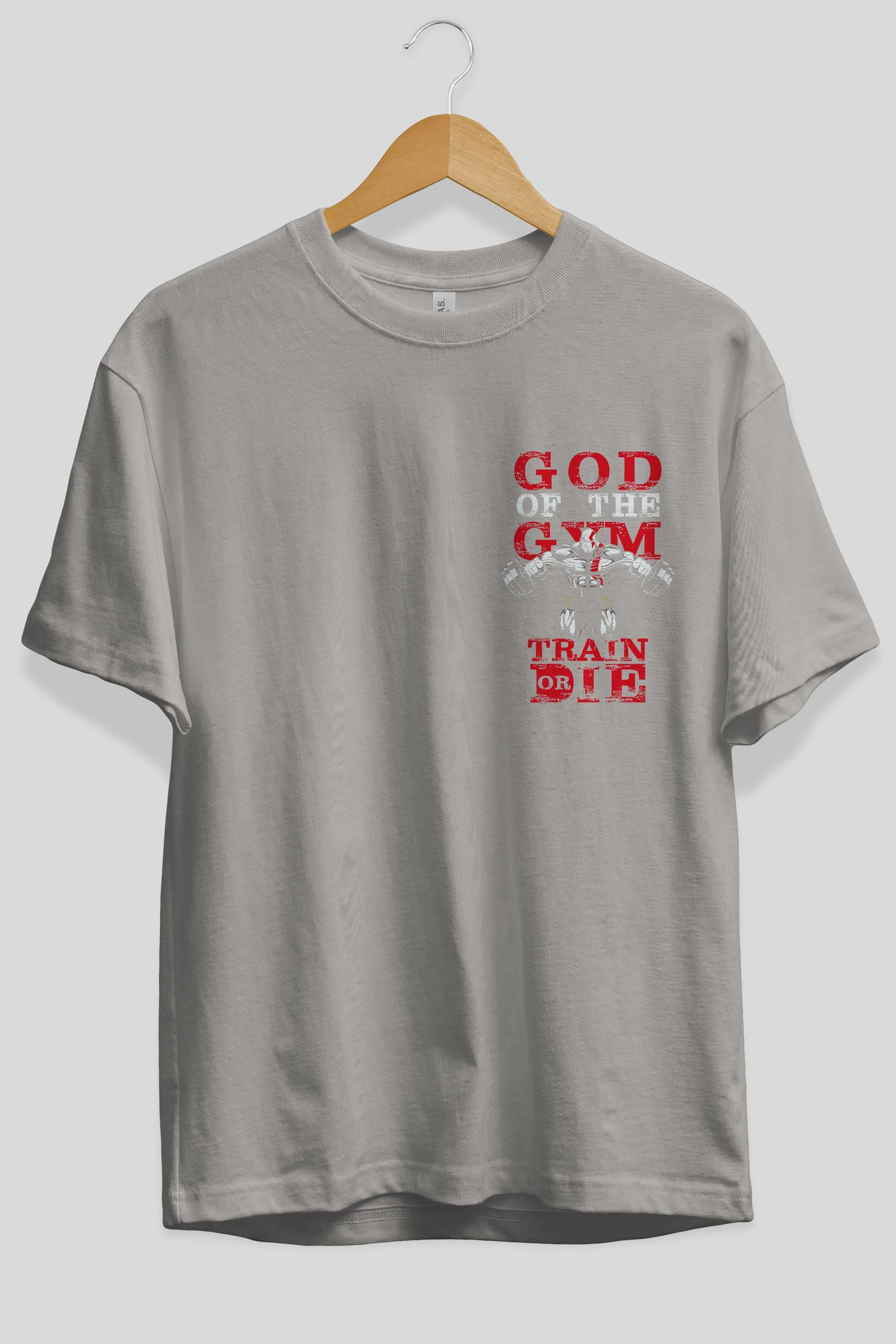God of The GYM Ön Sol Baskılı Oversize t-shirt Erkek Kadın Unisex %100 Pamuk Bisiklet Yaka tişort
