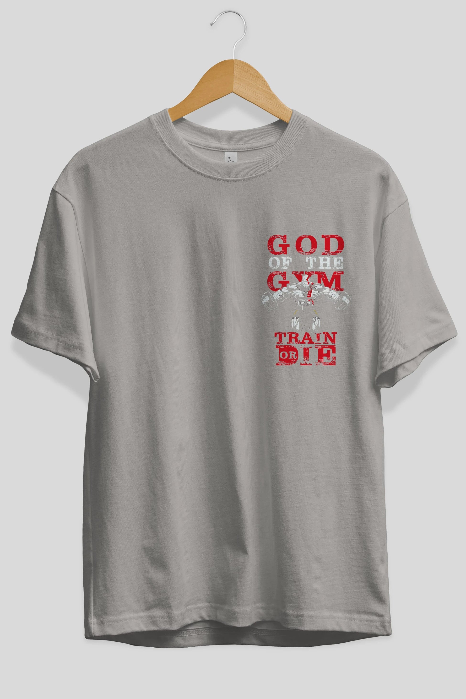 God of The GYM Ön Sol Baskılı Oversize t-shirt Erkek Kadın Unisex %100 Pamuk Bisiklet Yaka tişort